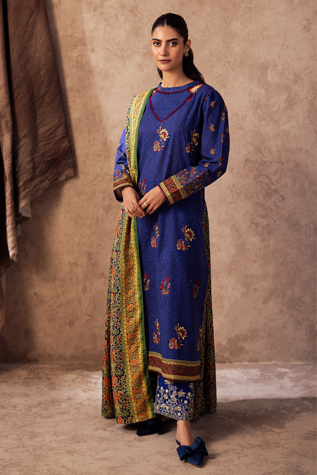Zellbury | Unstitched 3 Piece Khaddar | Embroidered Shirt Shalwar Dupatta - 0221 - House Of Zarish