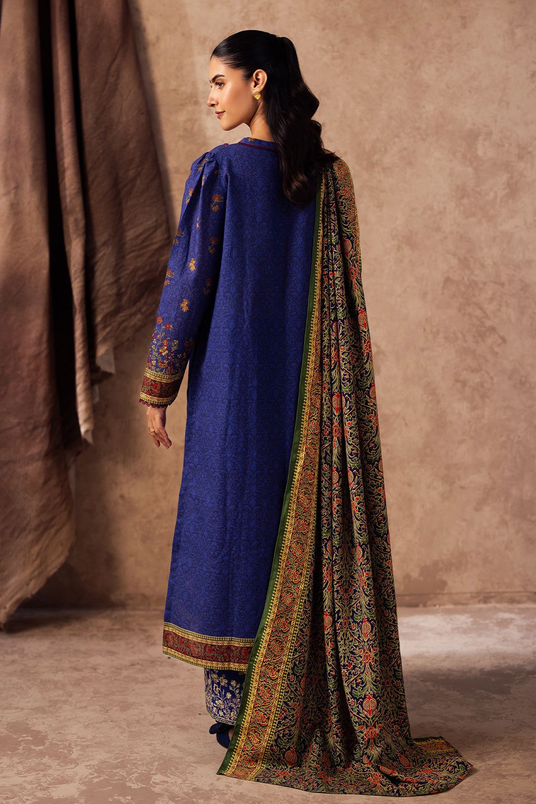 Zellbury | Unstitched 3 Piece Khaddar | Embroidered Shirt Shalwar Dupatta - 0221 - House Of Zarish