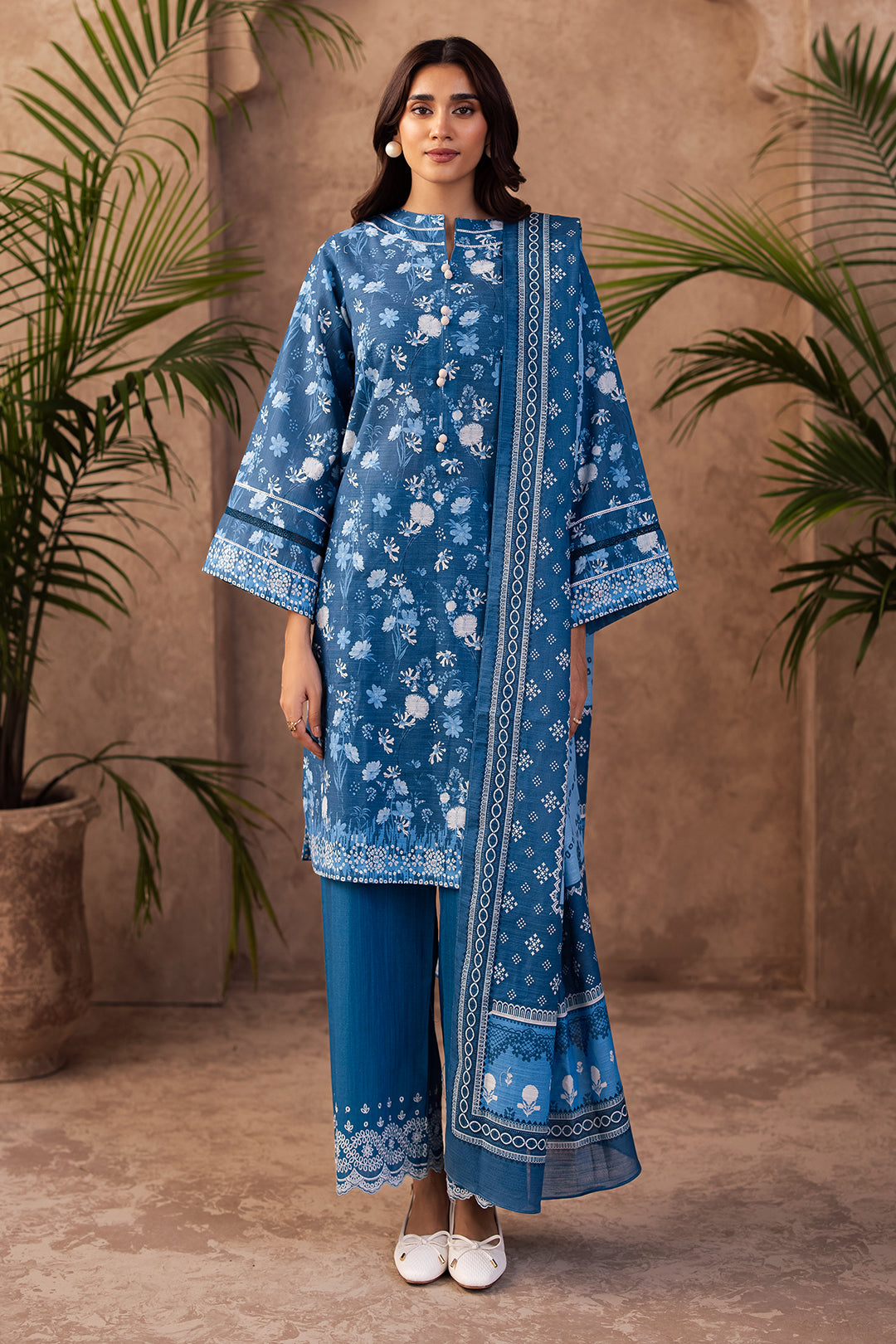 Zellbury | Unstitched 3 Piece Khaddar | Embroidered Shirt Shalwar Dupatta - 0226 - House Of Zarish