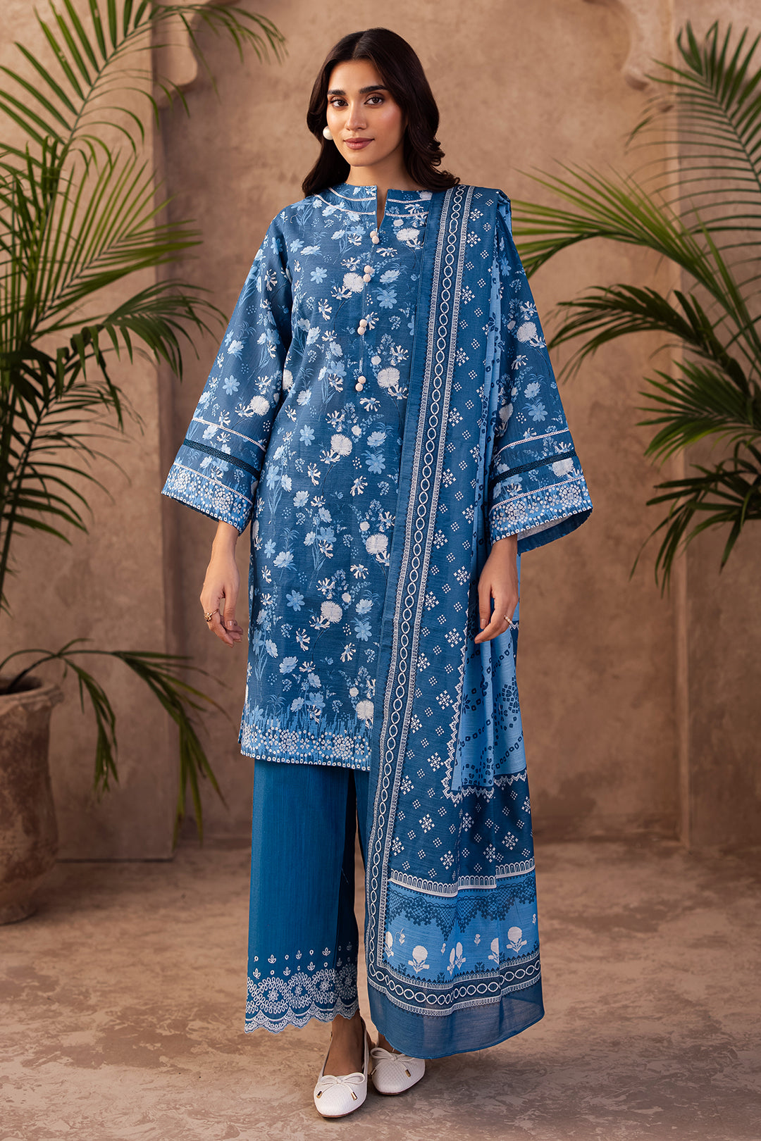 Zellbury | Unstitched 3 Piece Khaddar | Embroidered Shirt Shalwar Dupatta - 0226 - House Of Zarish
