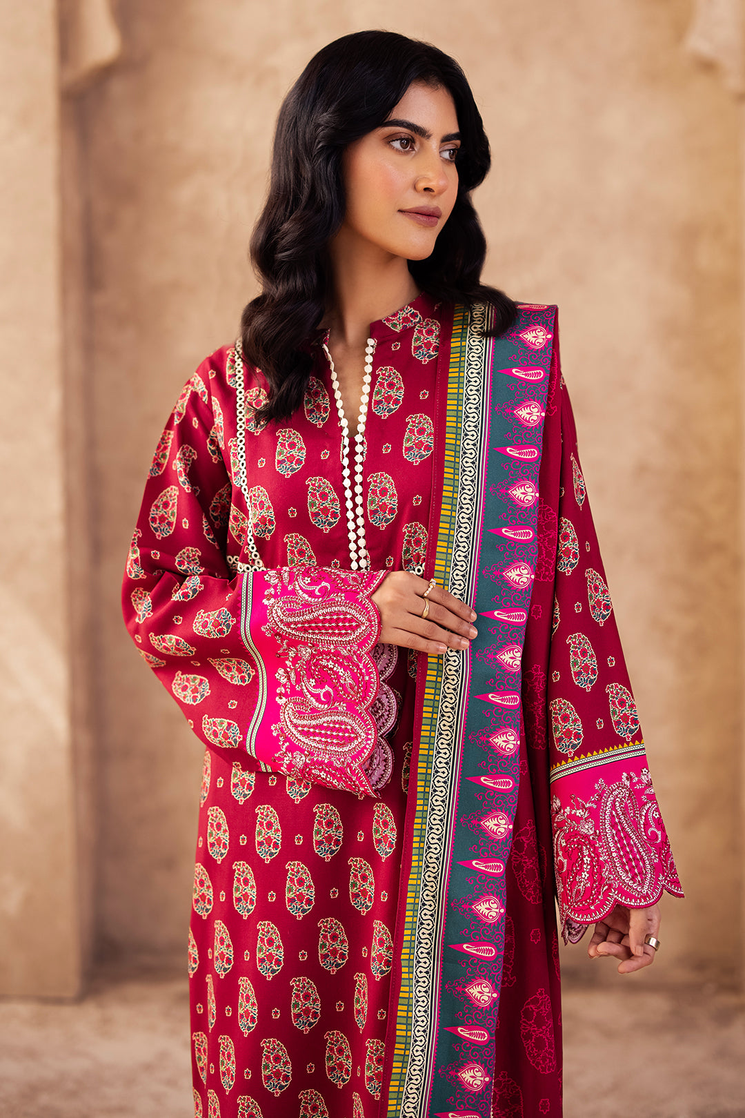 Zellbury | Unstitched 3 Piece Viscose | Embroidered Shirt Shalwar Dupatta - 0228 - House Of Zarish