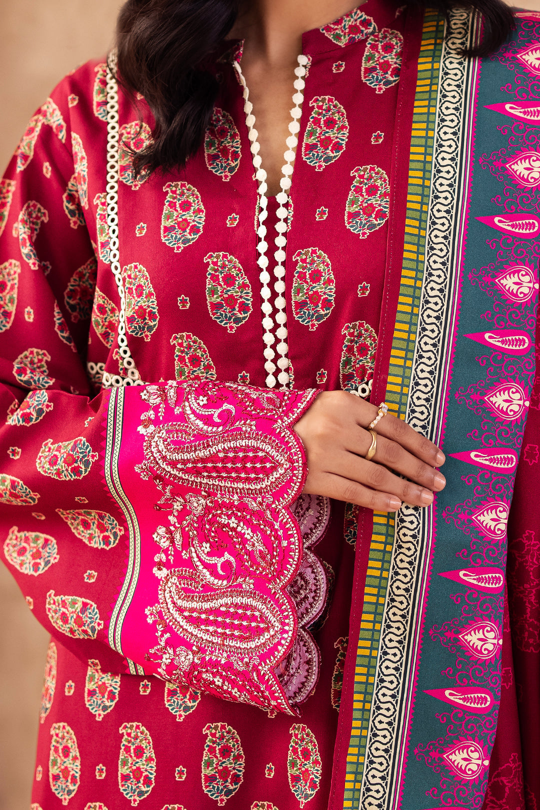 Zellbury | Unstitched 3 Piece Viscose | Embroidered Shirt Shalwar Dupatta - 0228 - House Of Zarish