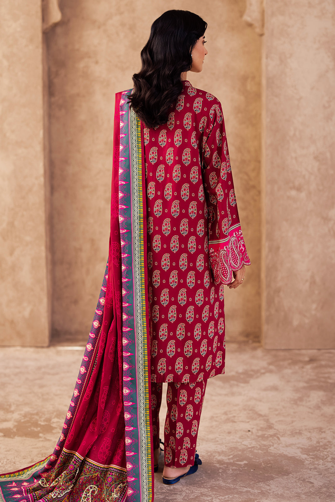 Zellbury | Unstitched 3 Piece Viscose | Embroidered Shirt Shalwar Dupatta - 0228 - House Of Zarish