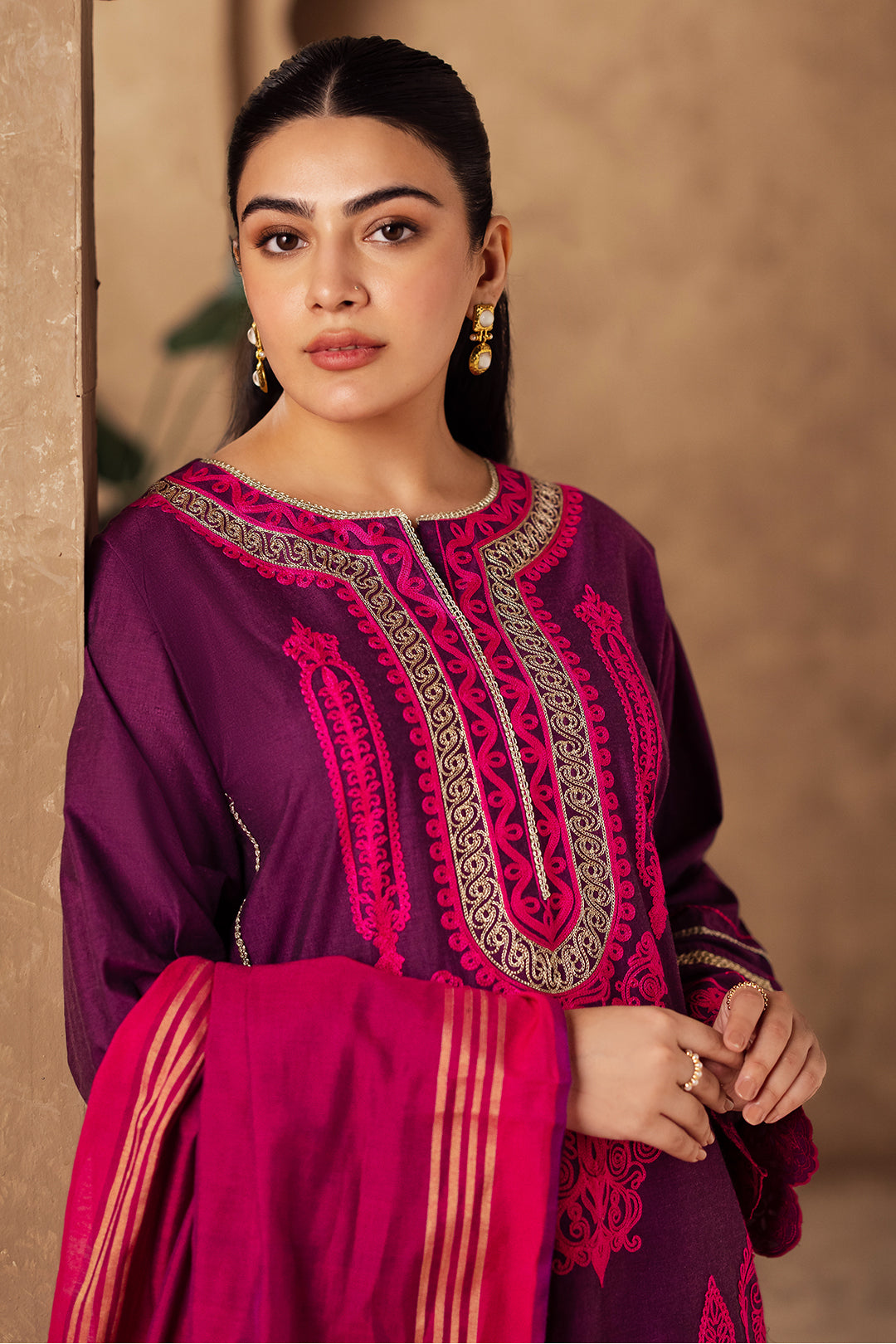 Zellbury | Unstitched 3 Piece Chambray | Embroidered Shirt Shalwar Dupatta - 0230 - House Of Zarish
