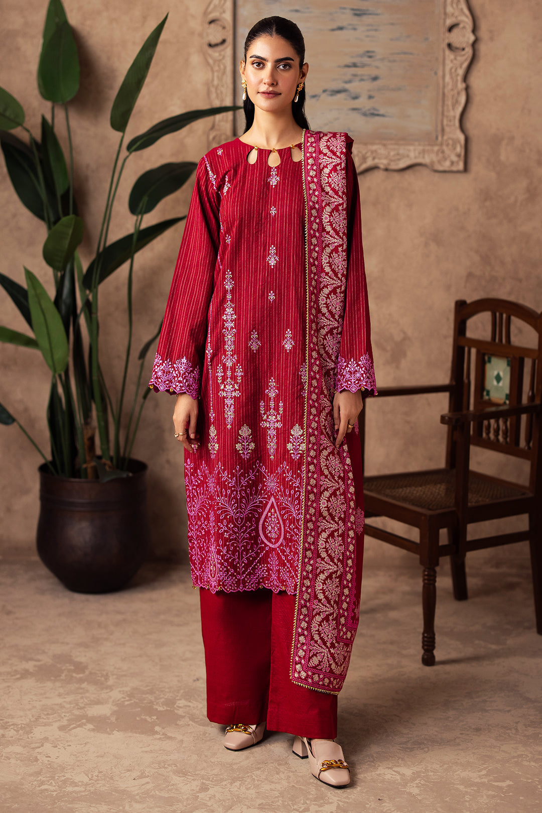 Zellbury | Unstitched 3 Piece Khaddar | Embroidered Shirt Shalwar Shawl - 0231 - House Of Zarish