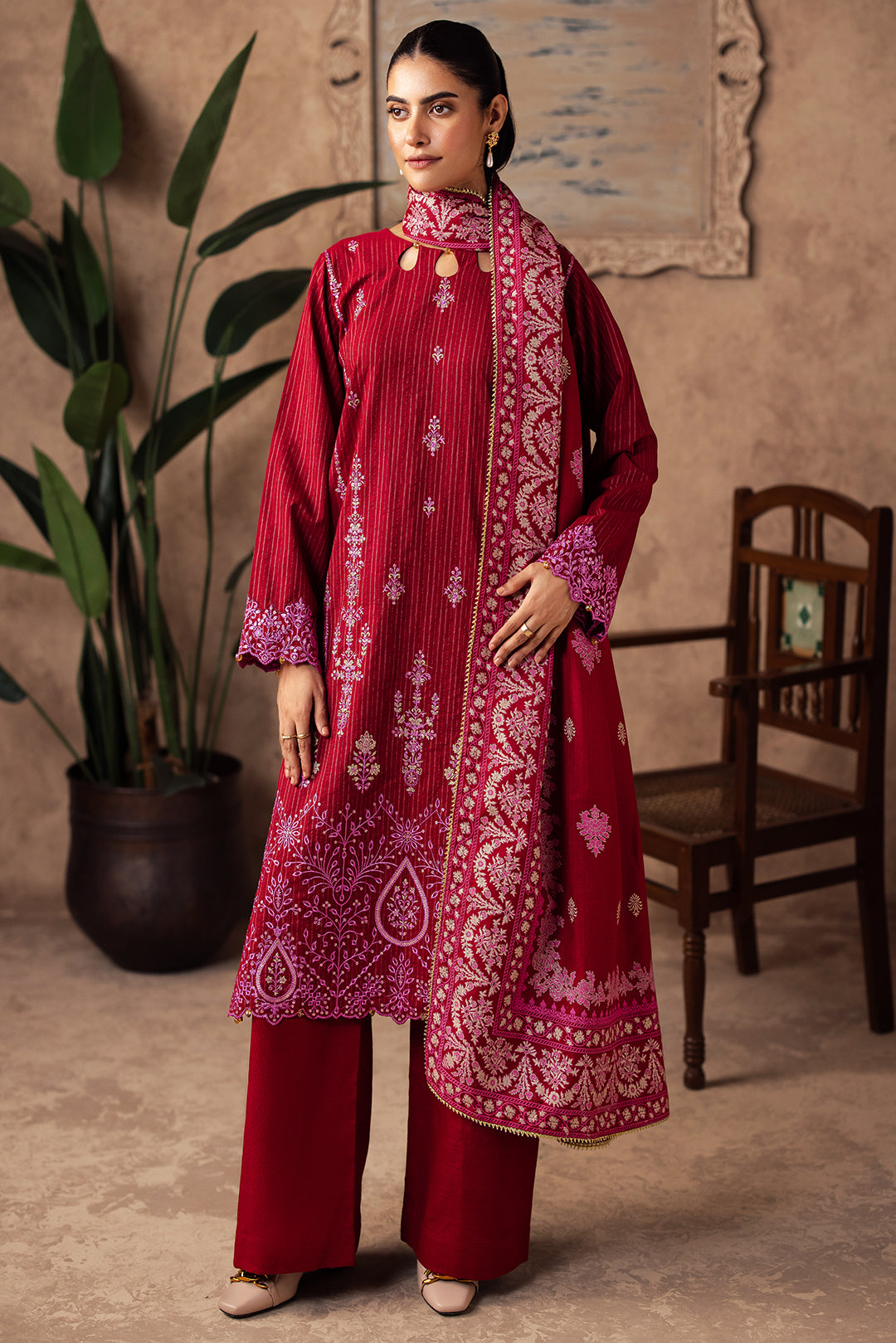 Zellbury | Unstitched 3 Piece Khaddar | Embroidered Shirt Shalwar Shawl - 0231 - House Of Zarish