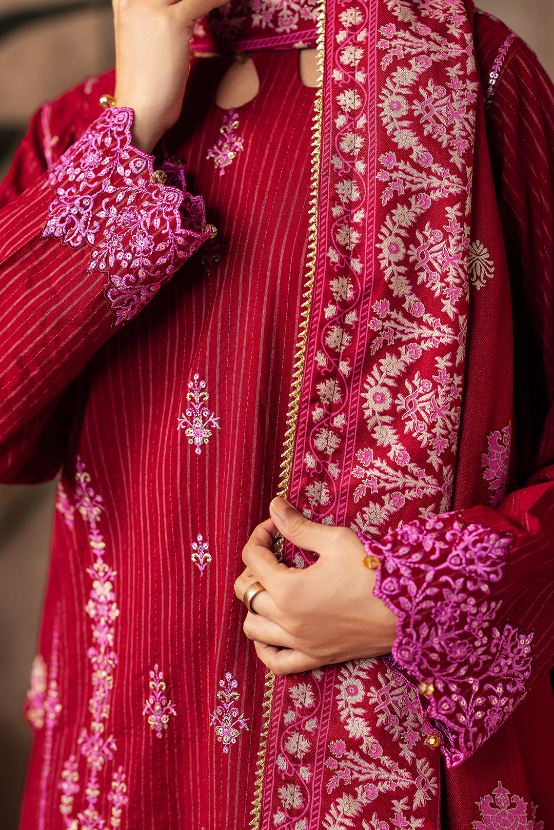 Zellbury | Unstitched 3 Piece Khaddar | Embroidered Shirt Shalwar Shawl - 0231 - Libasekhas