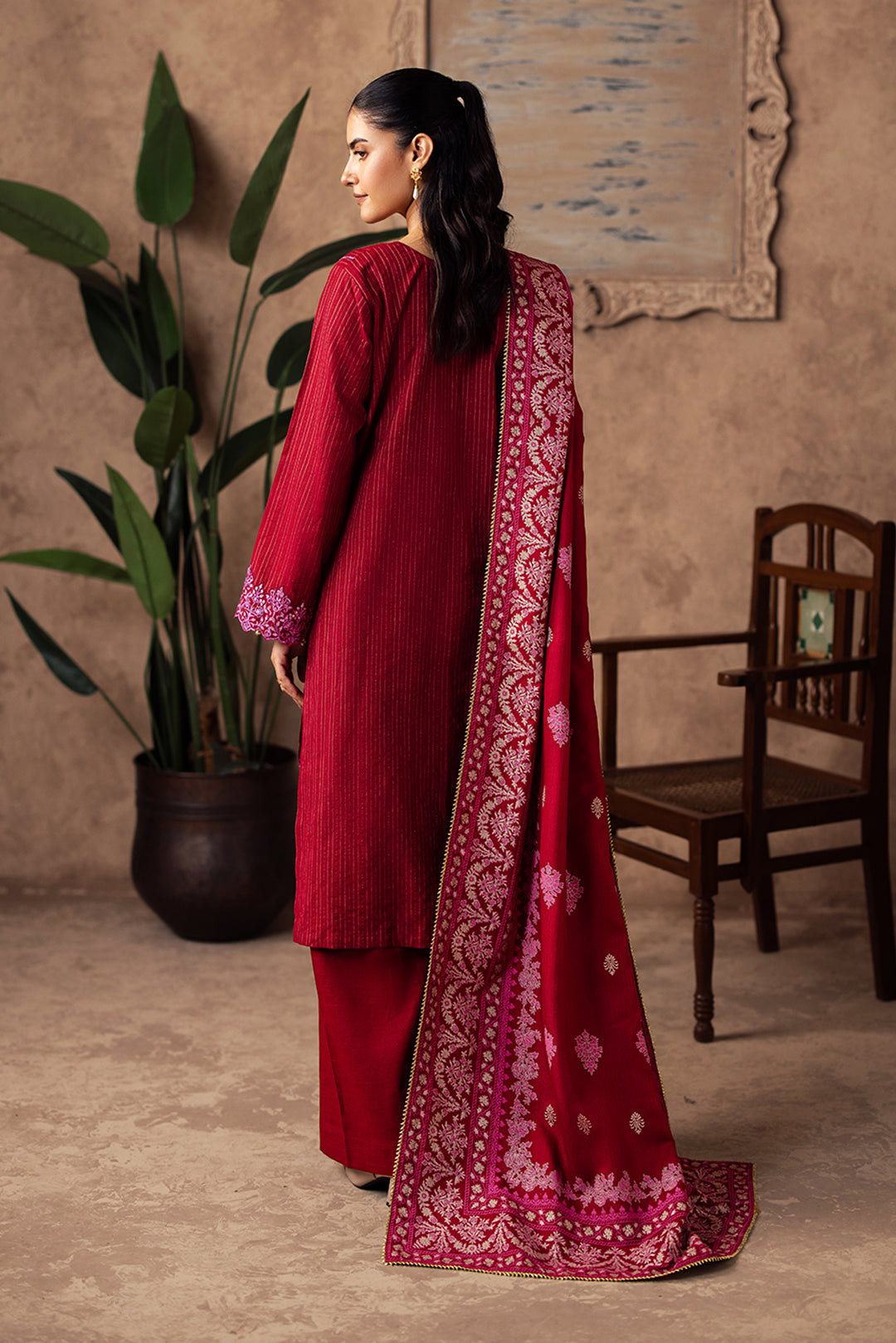 Zellbury | Unstitched 3 Piece Khaddar | Embroidered Shirt Shalwar Shawl - 0231 - Libasekhas