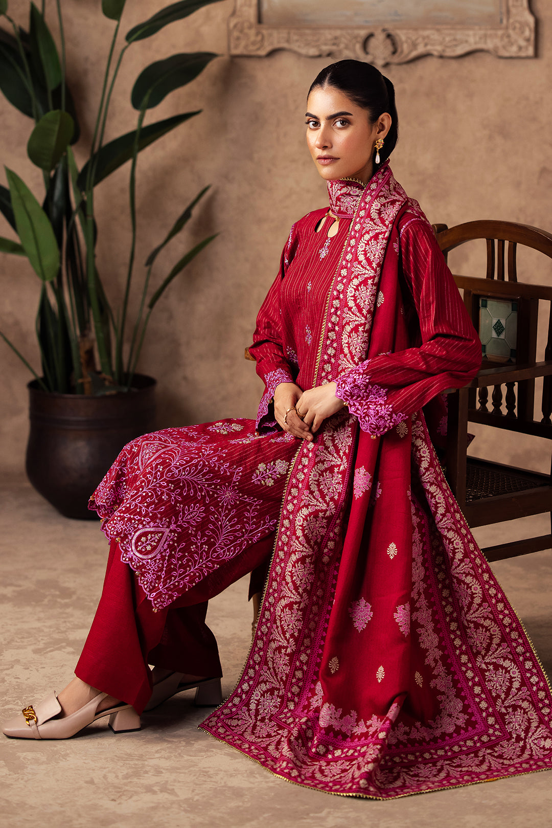 Zellbury | Unstitched 3 Piece Khaddar | Embroidered Shirt Shalwar Shawl - 0231 - House Of Zarish