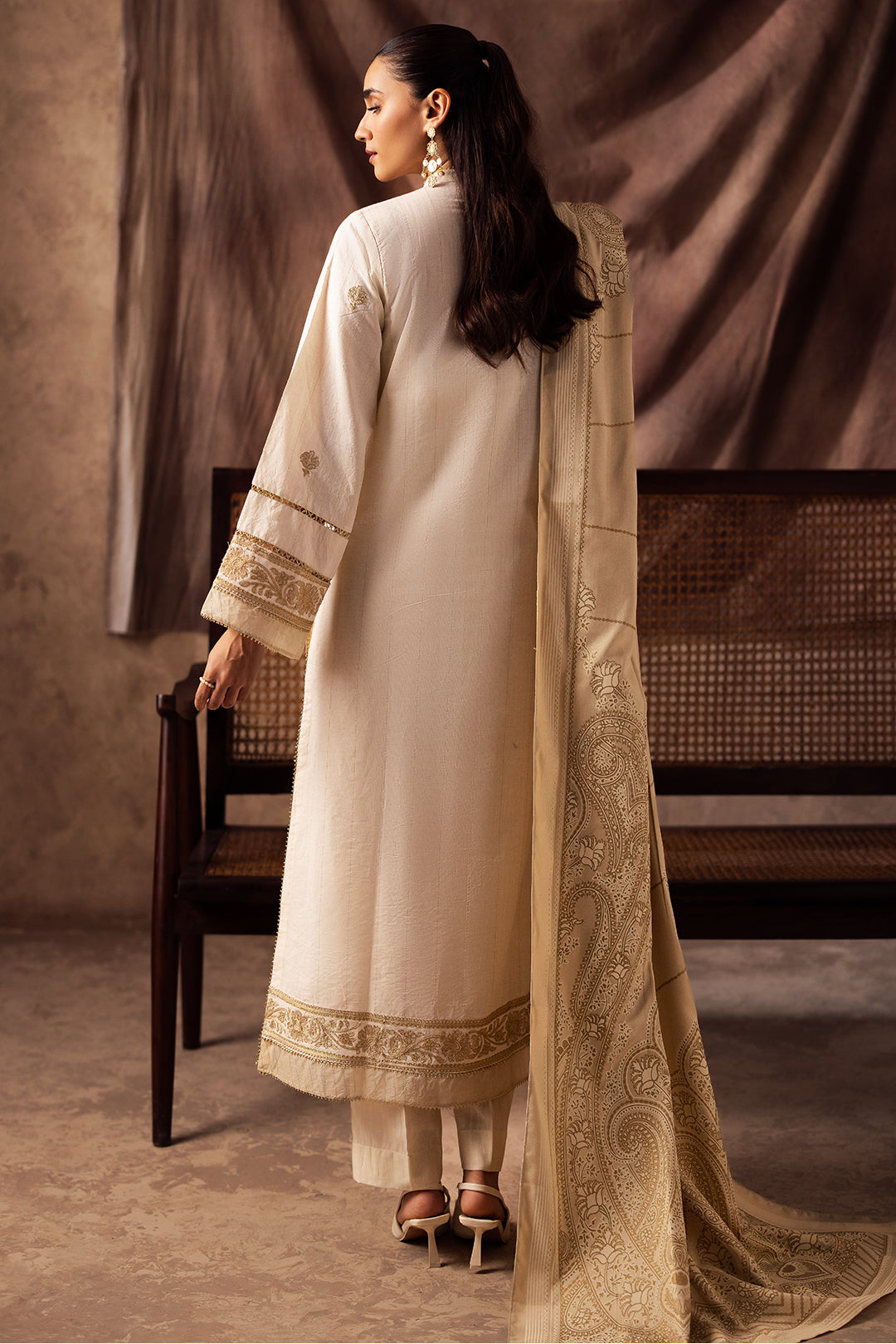 Zellbury | Unstitched 3 Piece Khaddar | Embroidered Shirt Shalwar Shawl - 0232 - House Of Zarish