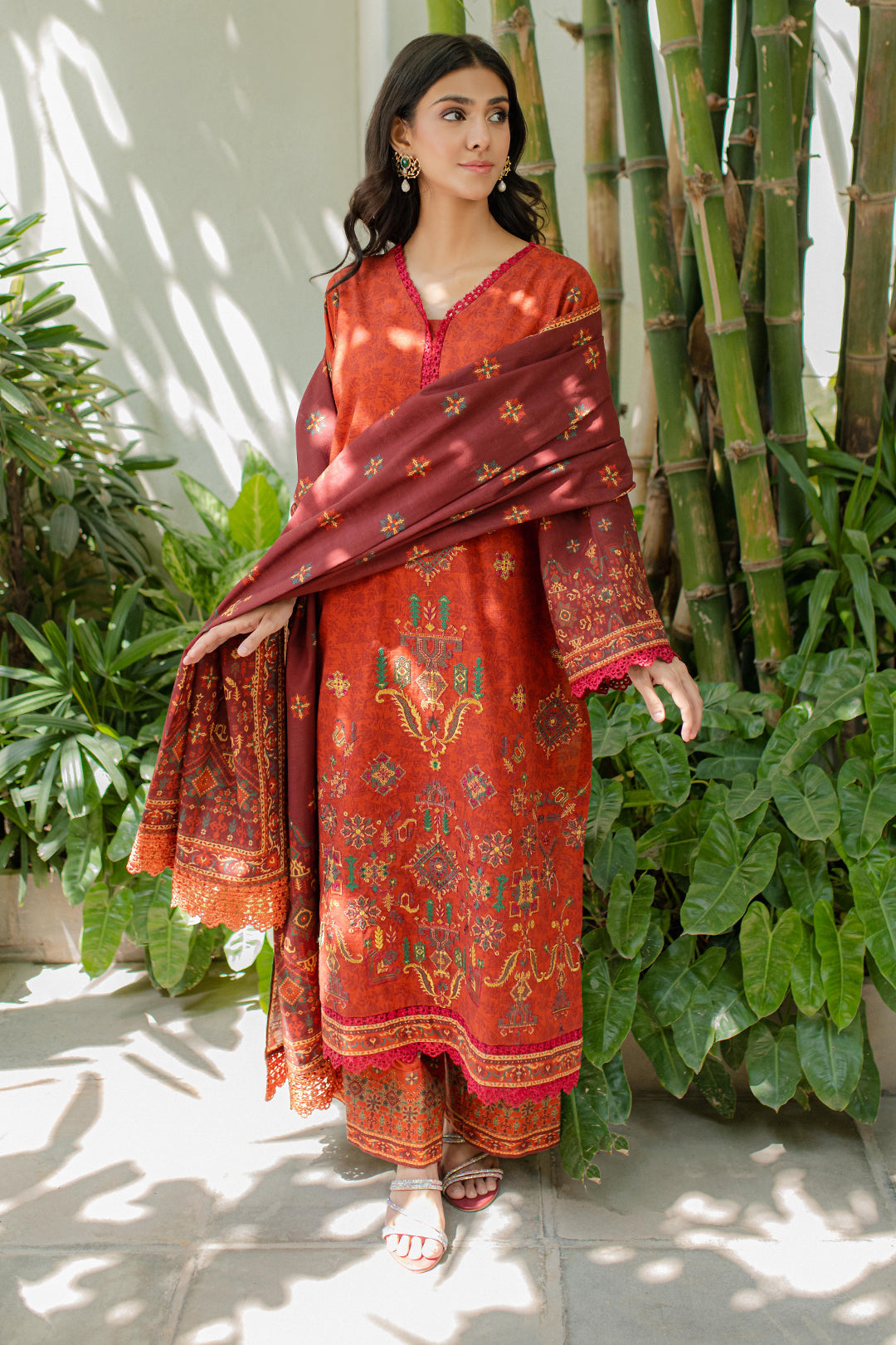 Zellbury | Unstitched 3 Piece Khaddar | Embroidered Shirt Shalwar Dupatta - 0233 - House Of Zarish