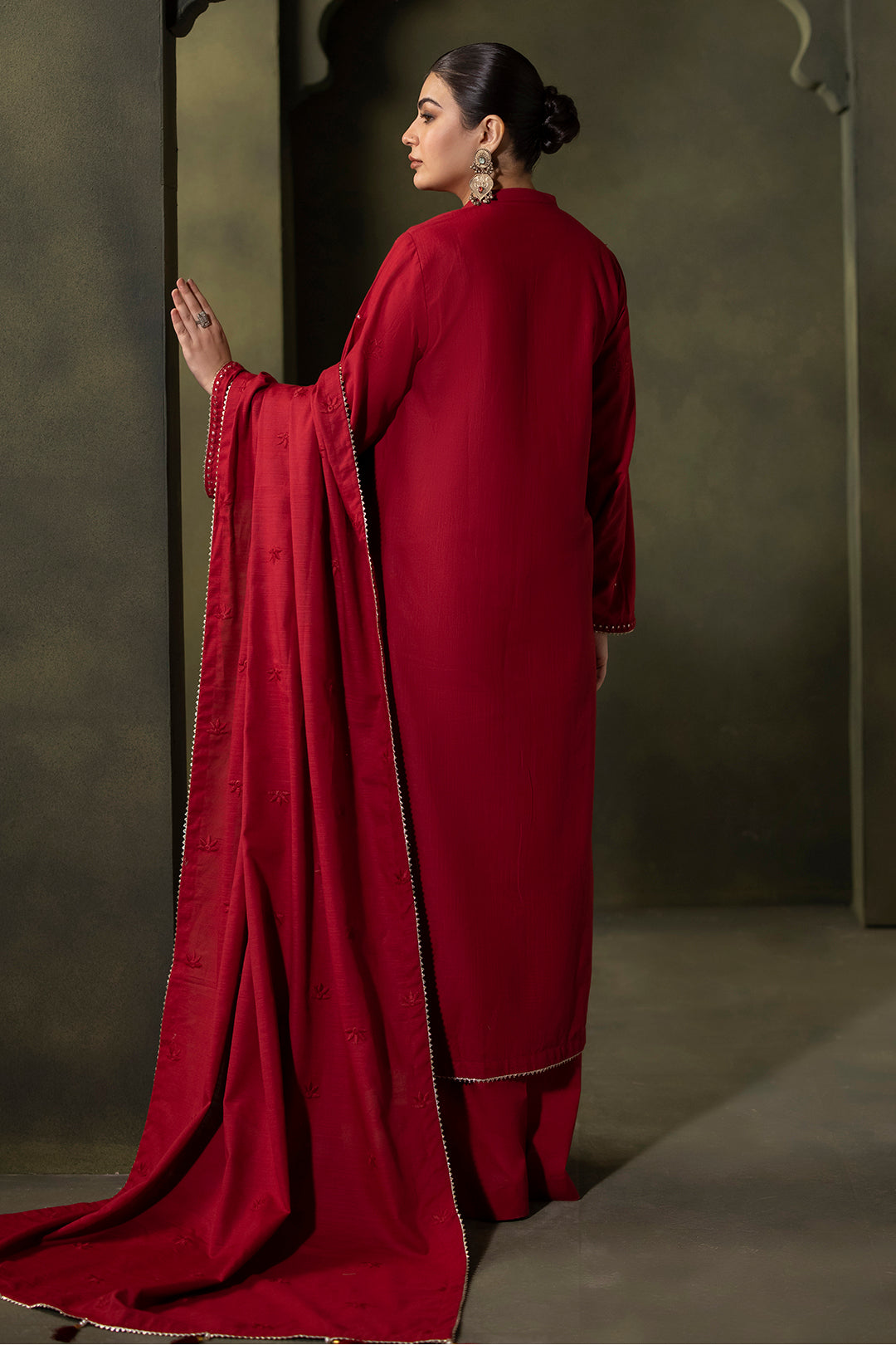 Zellbury | Unstitched 3 Piece Khaddar | Embroidered Shirt Shalwar Dupatta - 0238 - Libasekhas