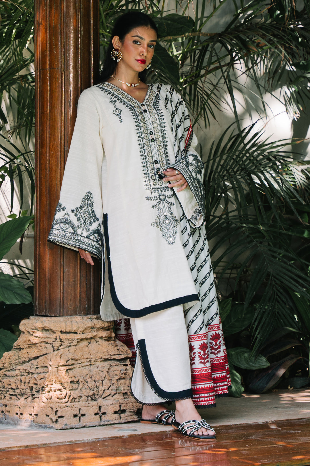 Zellbury | Unstitched 3 Piece Khaddar | Embroidered Shirt Shalwar Dupatta - 0239 - House Of Zarish