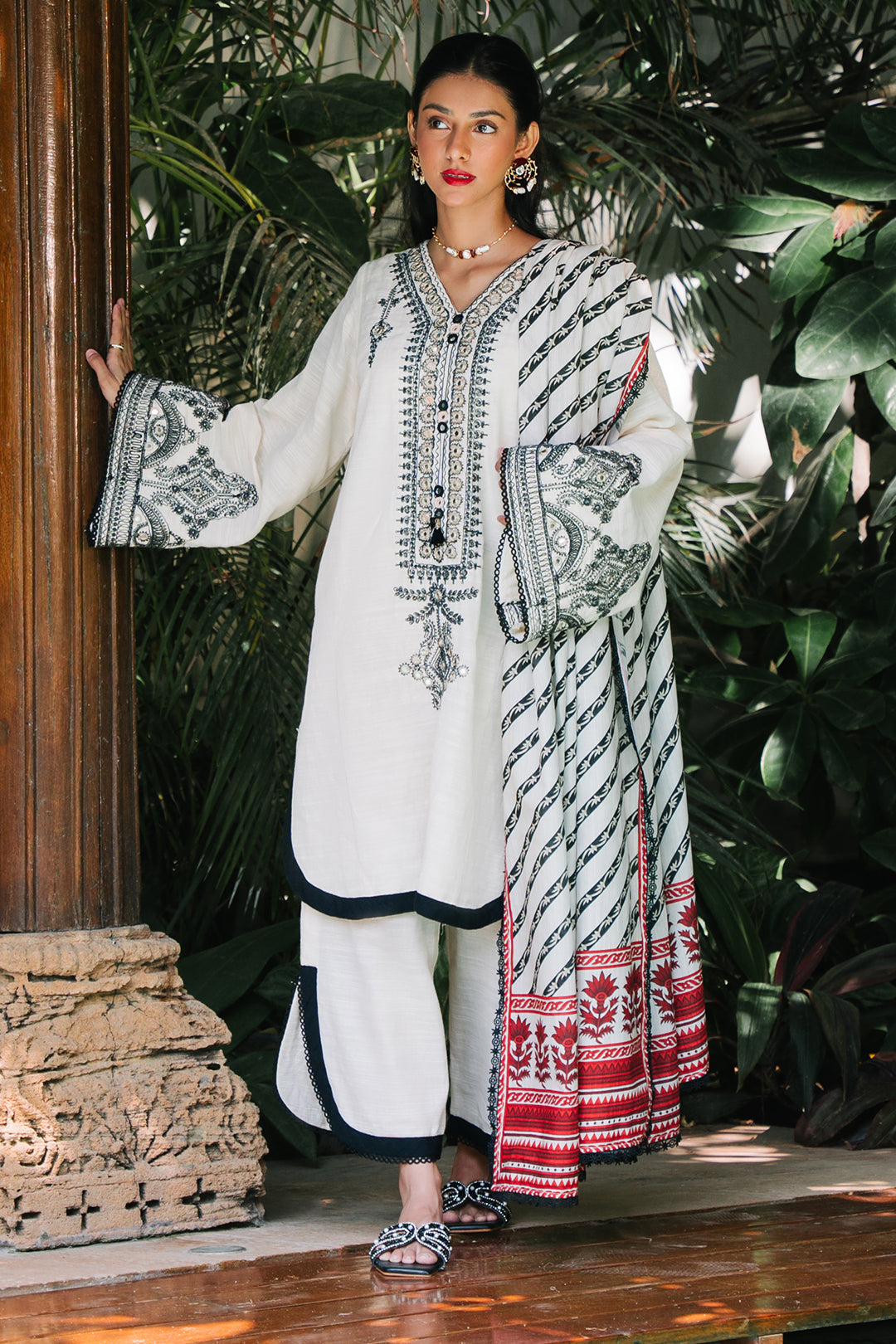 Zellbury | Unstitched 3 Piece Khaddar | Embroidered Shirt Shalwar Dupatta - 0239 - House Of Zarish