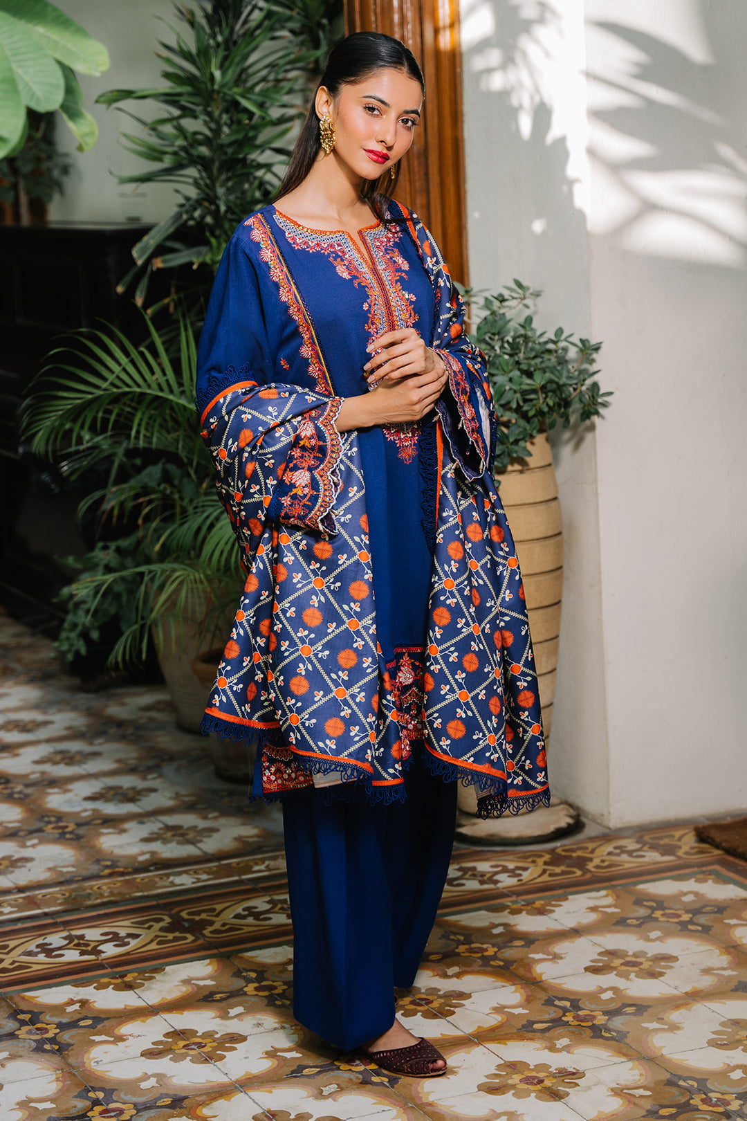 Zellbury | Unstitched 3 Piece Cotail | Embroidered Shirt Shalwar Dupatta - 0245 - House Of Zarish