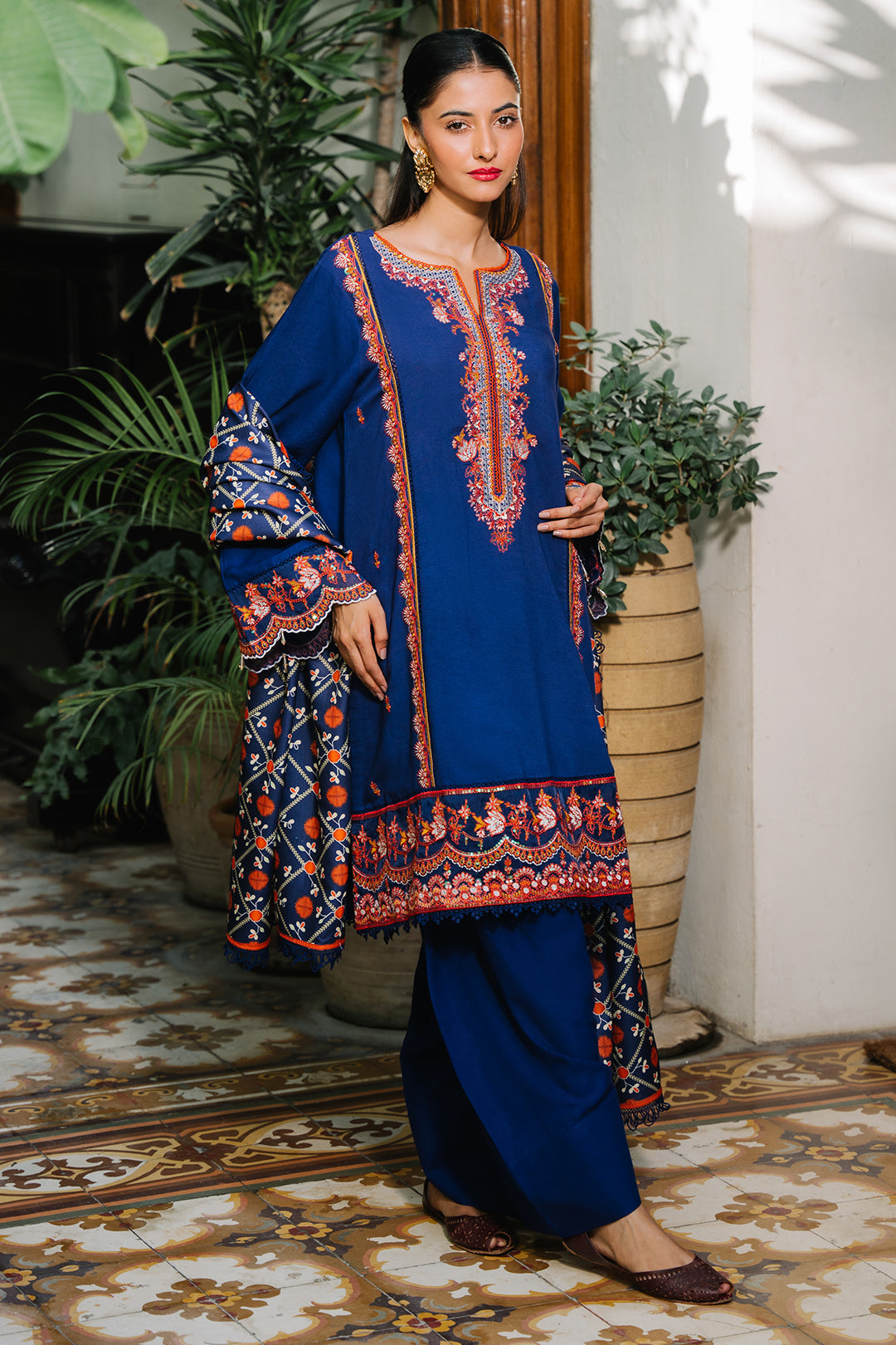 Zellbury | Unstitched 3 Piece Cotail | Embroidered Shirt Shalwar Dupatta - 0245 - House Of Zarish