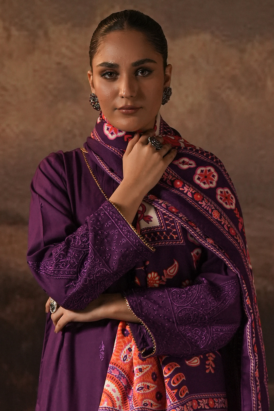 Zellbury | Unstitched 3 Piece Viscose | Embroidered Shirt Shalwar Shawl - 0248 - House Of Zarish