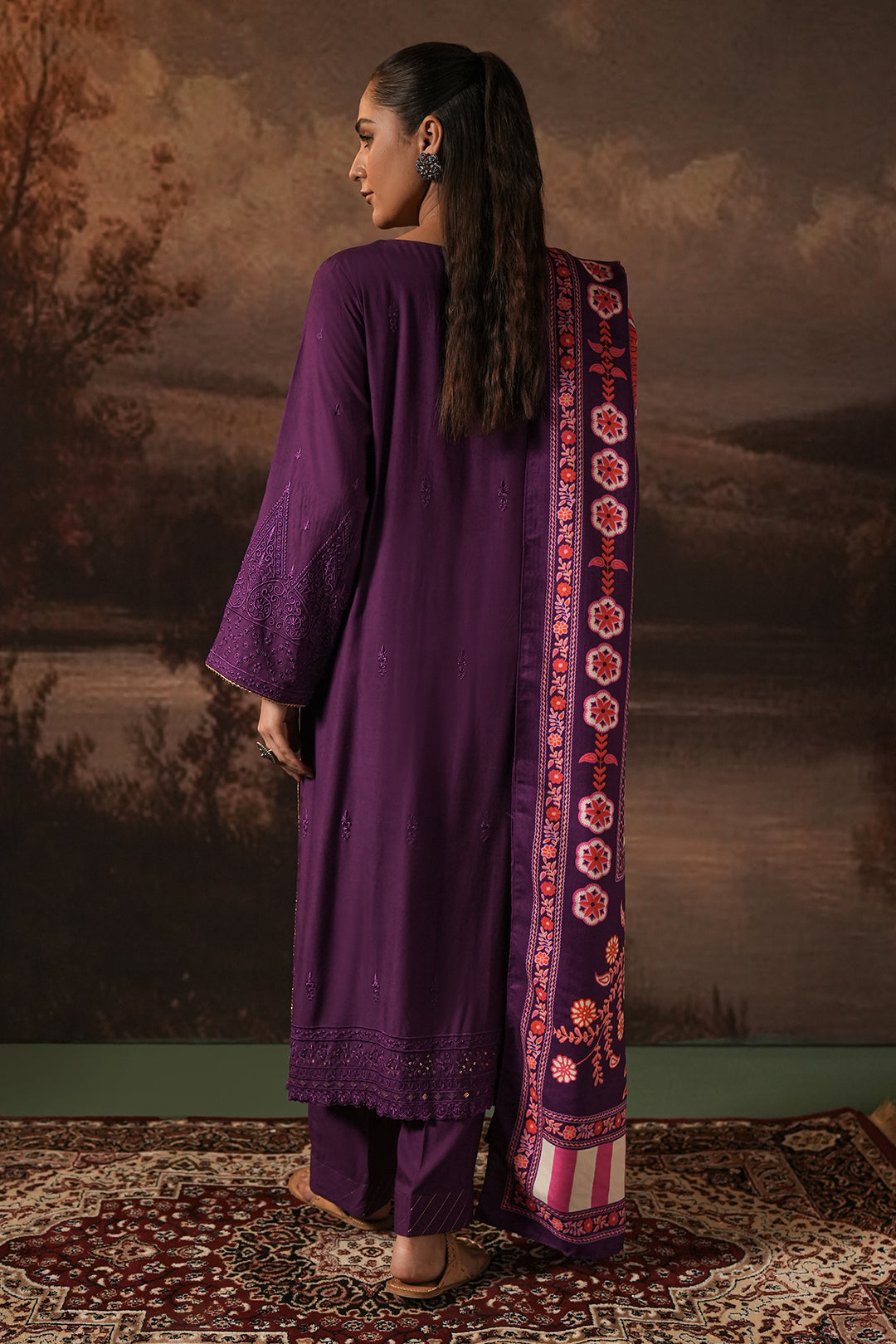 Zellbury | Unstitched 3 Piece Viscose | Embroidered Shirt Shalwar Shawl - 0248 - House Of Zarish