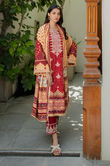 Zellbury | Unstitched 3 Piece Khaddar | Embroidered Shirt Shalwar Dupatta - 0309 - Libasekhas