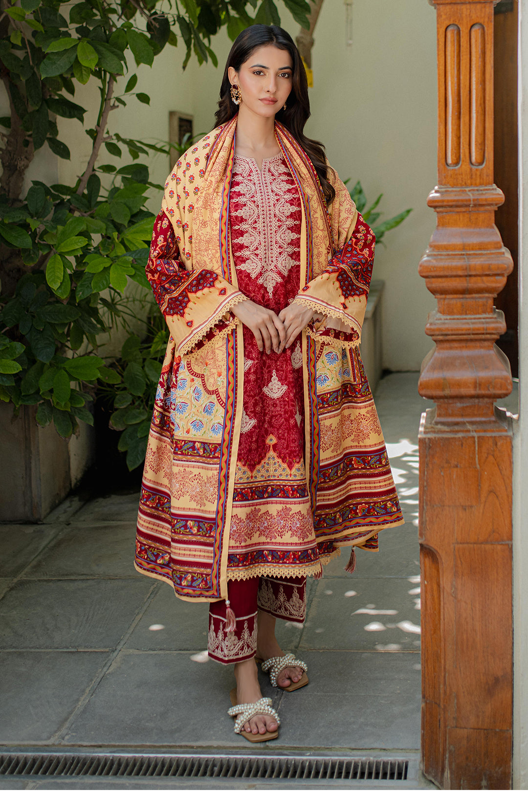 Zellbury | Unstitched 3 Piece Khaddar | Embroidered Shirt Shalwar Dupatta - 0309 - House Of Zarish
