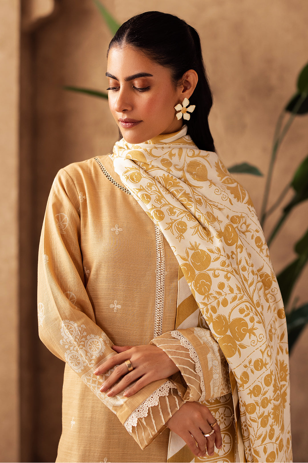 Zellbury | Unstitched 3 Piece Khaddar | Embroidered Shirt Shalwar Shawl - 0310 - House Of Zarish