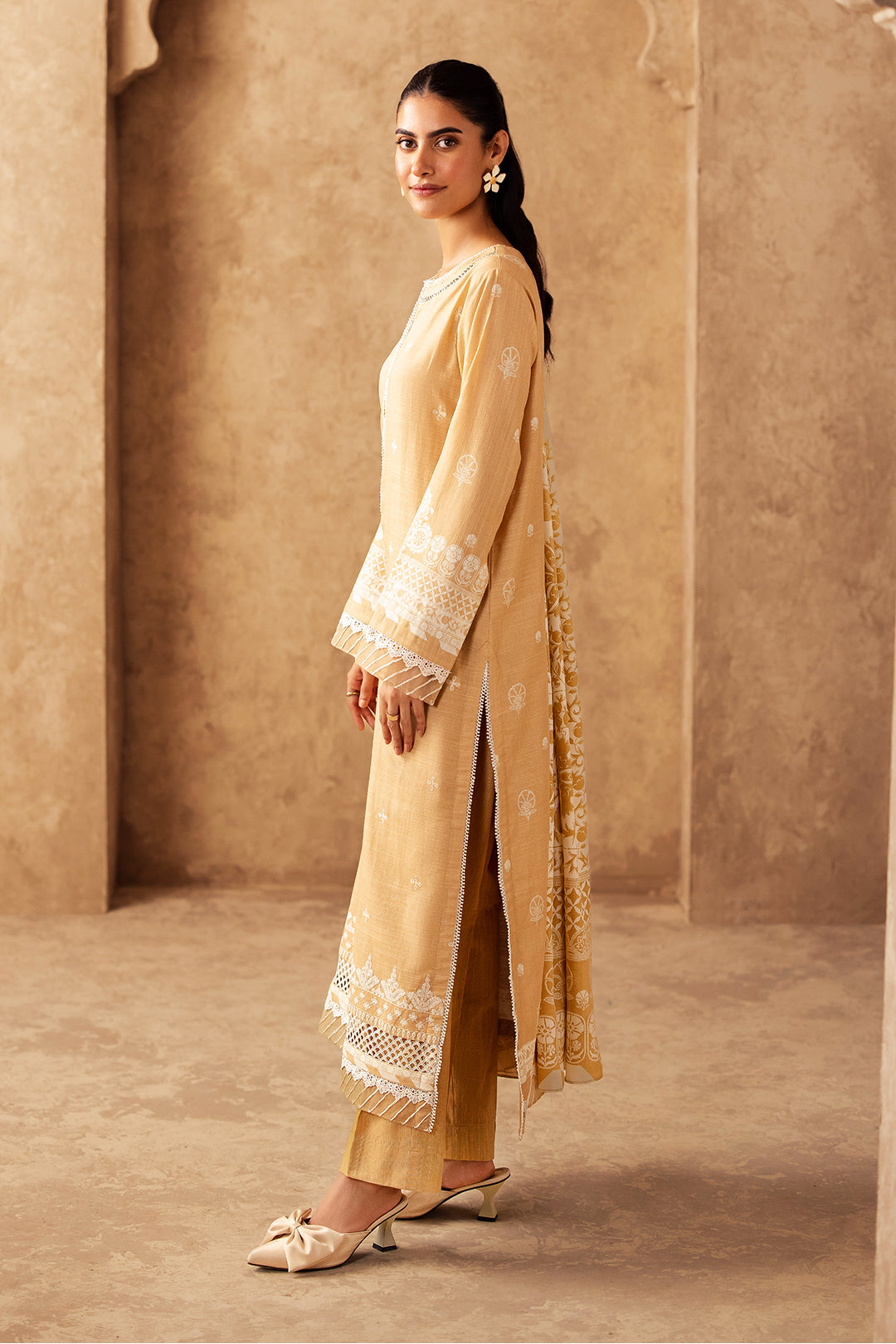 Zellbury | Unstitched 3 Piece Khaddar | Embroidered Shirt Shalwar Shawl - 0310 - House Of Zarish