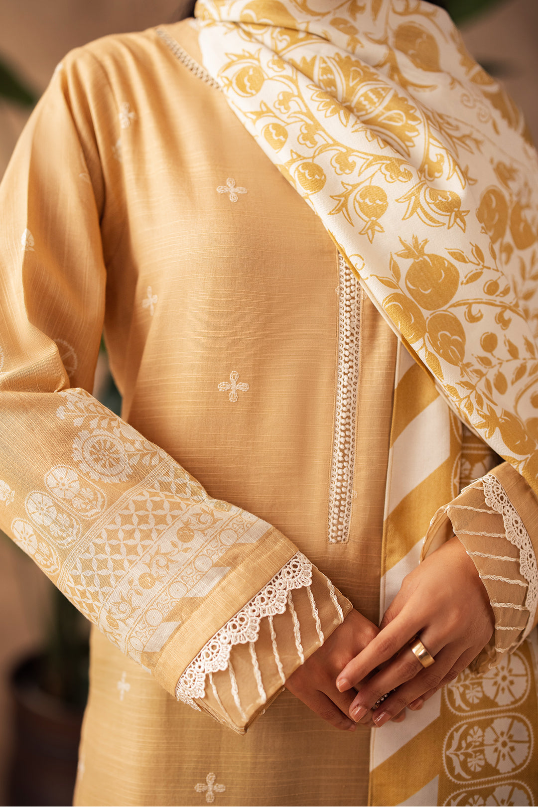 Zellbury | Unstitched 3 Piece Khaddar | Embroidered Shirt Shalwar Shawl - 0310 - House Of Zarish