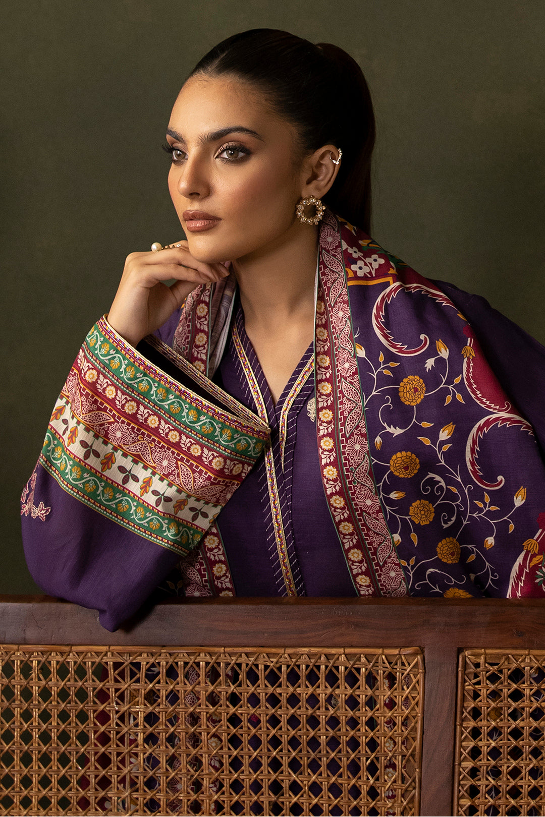 Zellbury | Unstitched 3 Piece Khaddar | Embroidered Shirt Shalwar Dupatta - 0311 - Libasekhas