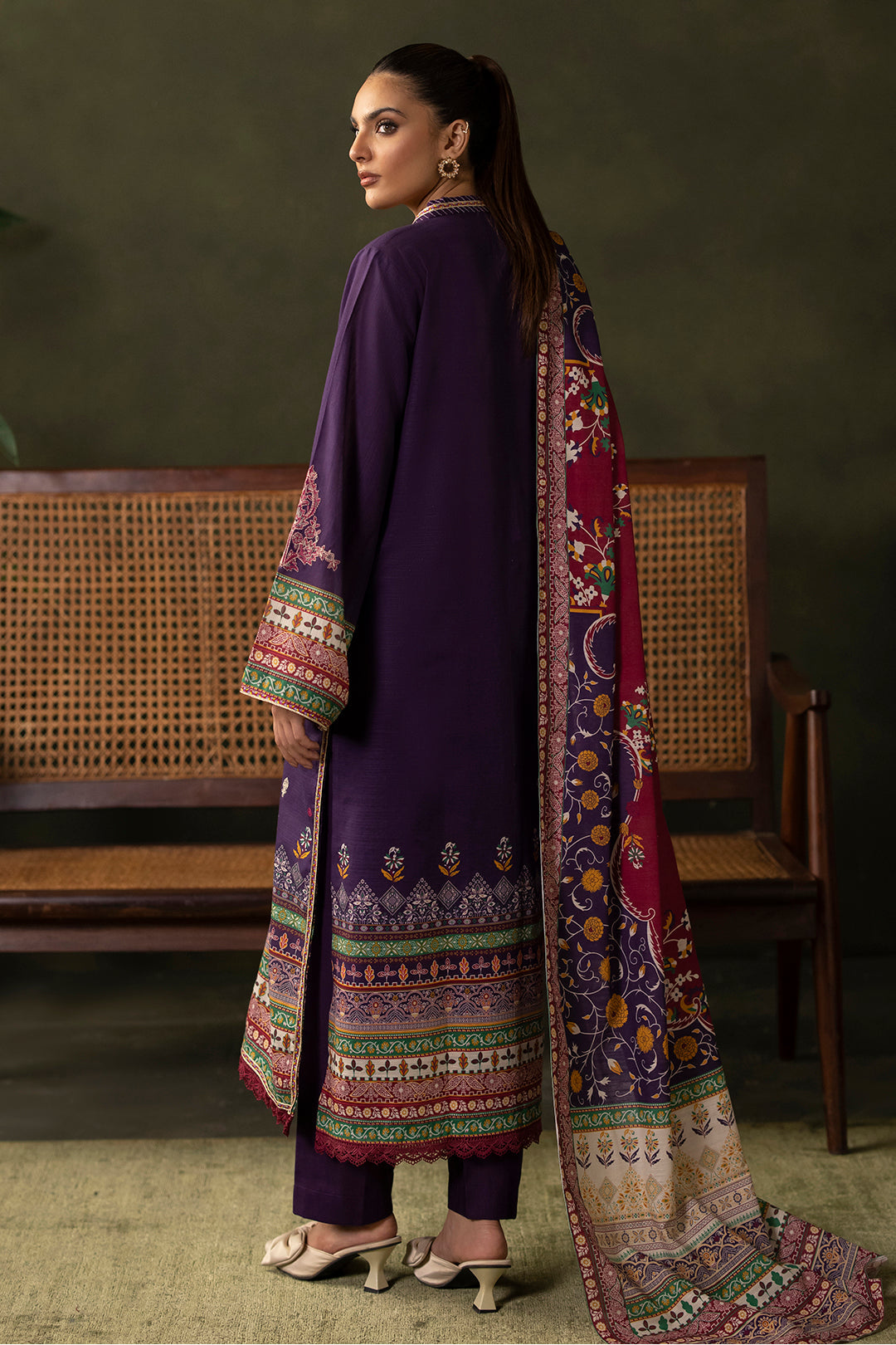 Zellbury | Unstitched 3 Piece Khaddar | Embroidered Shirt Shalwar Dupatta - 0311 - House Of Zarish