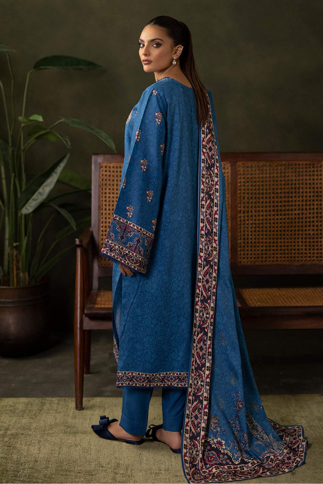 Zellbury | Unstitched 3 Piece Viscose | Embroidered Shirt Shalwar Dupatta - 0313 - House Of Zarish
