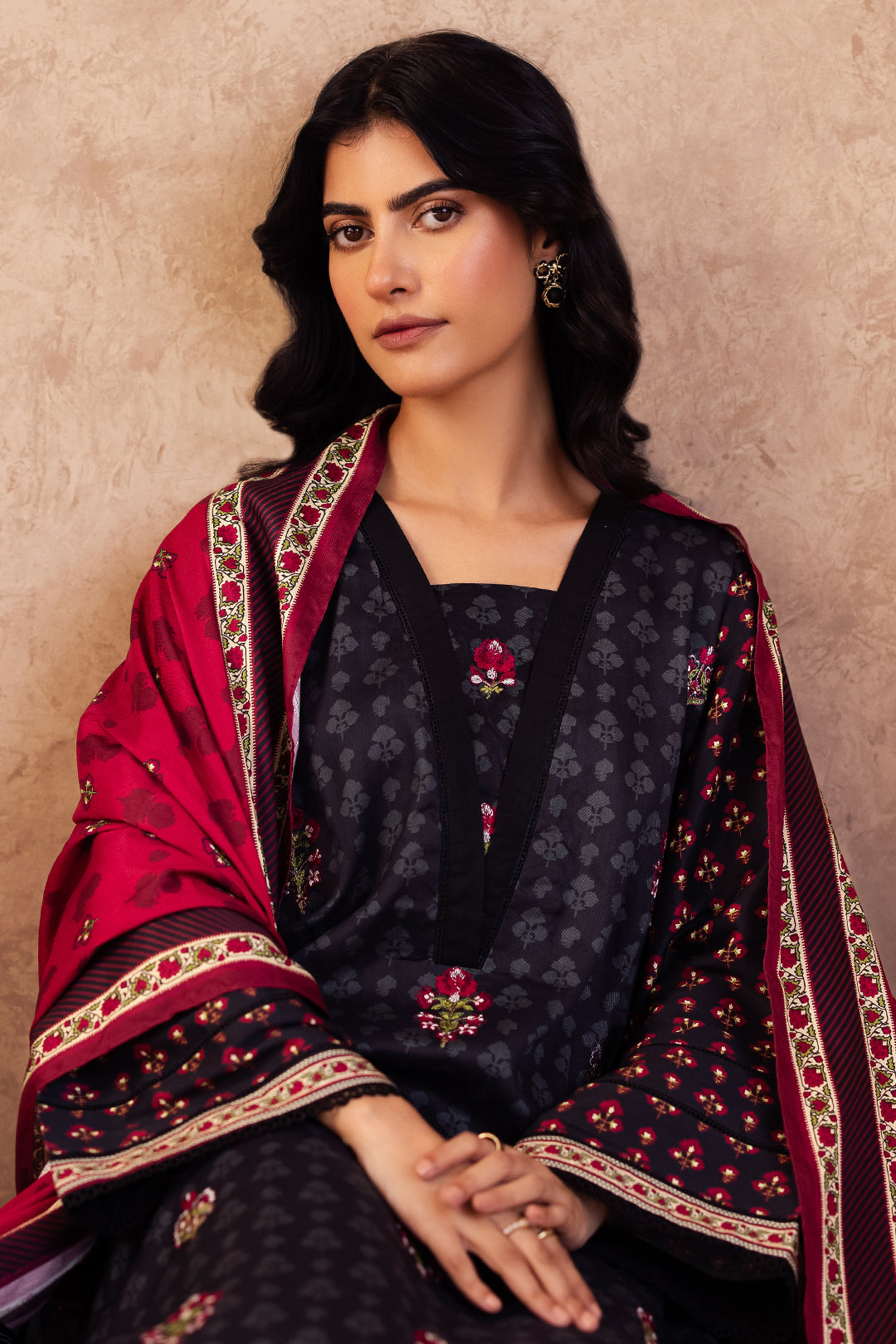 Zellbury | Unstitched 3 Piece Viscose | Embroidered Shirt Shalwar Dupatta - 0314 - House Of Zarish