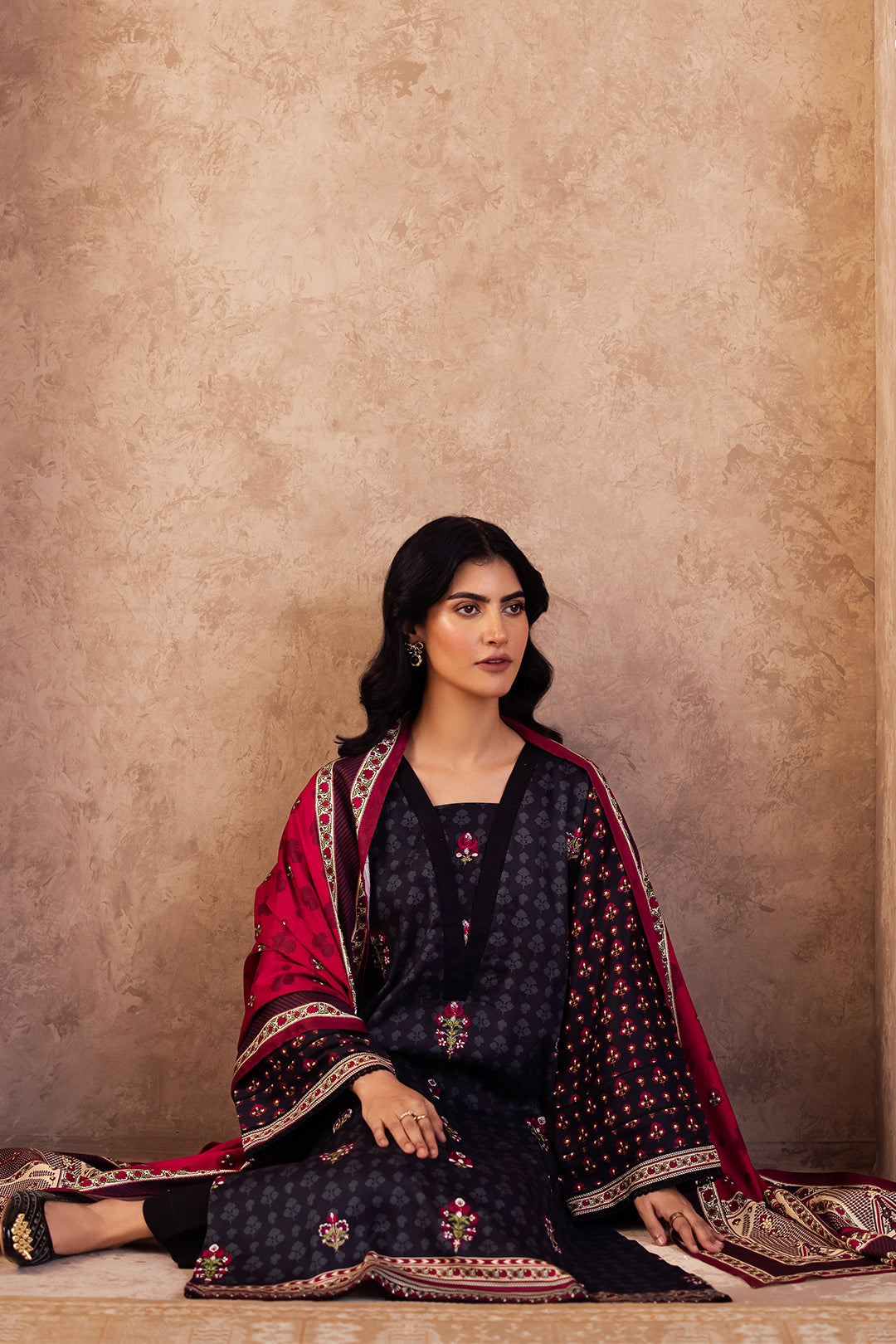 Zellbury | Unstitched 3 Piece Viscose | Embroidered Shirt Shalwar Dupatta - 0314 - House Of Zarish
