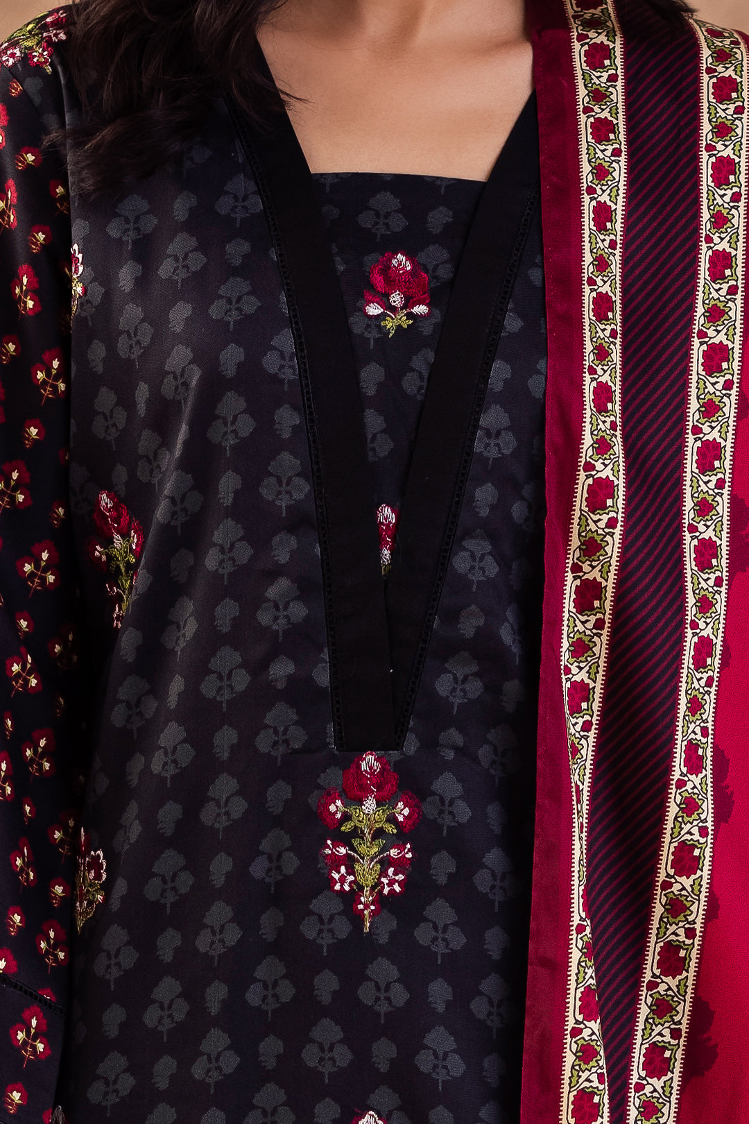 Zellbury | Unstitched 3 Piece Viscose | Embroidered Shirt Shalwar Dupatta - 0314 - House Of Zarish