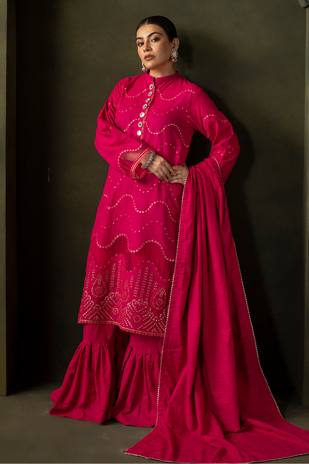 Zellbury | Unstitched 3 Piece Khaddar | Embroidered Shirt Shalwar Dupatta - 0320 - House Of Zarish