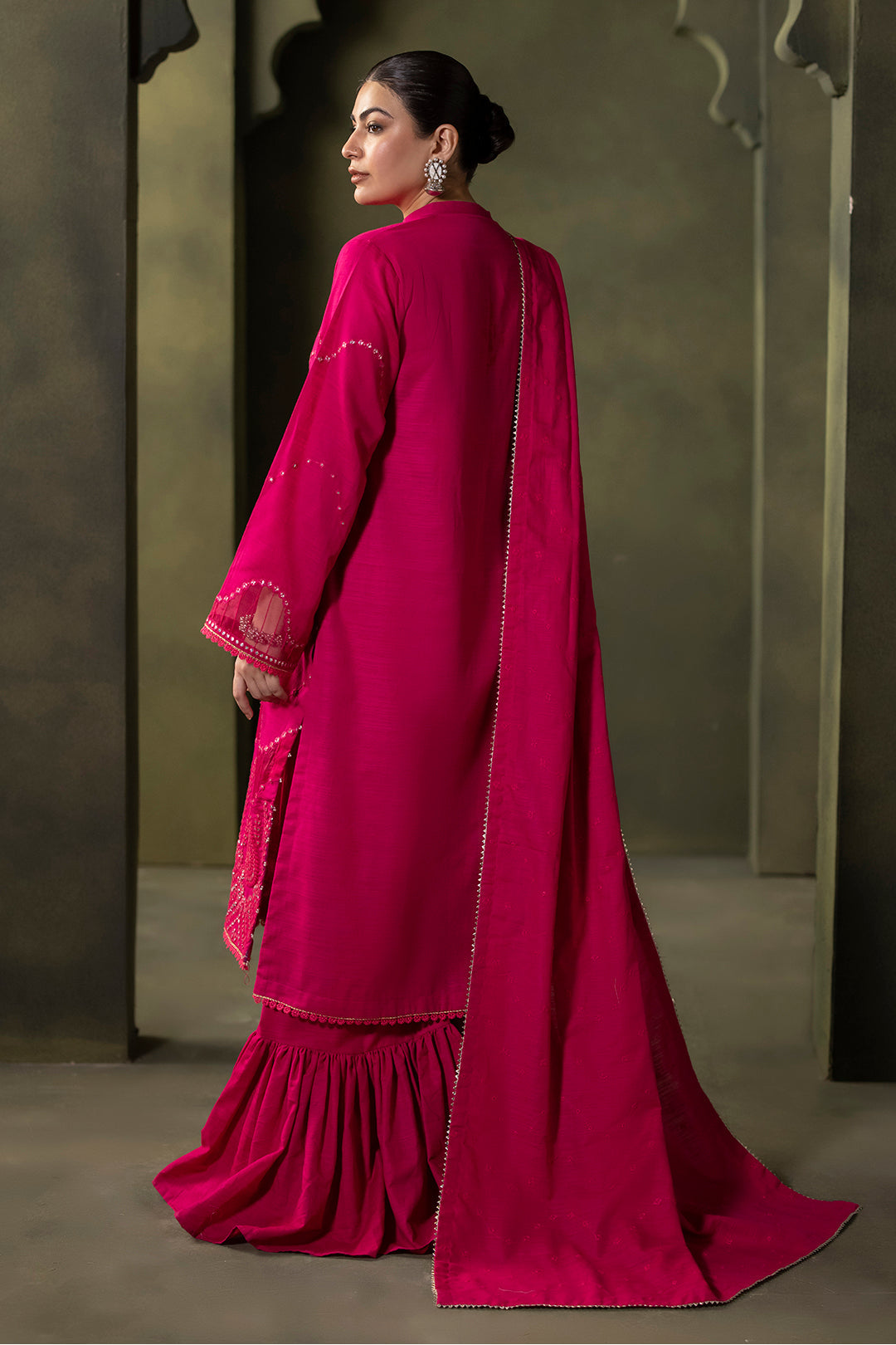 Zellbury | Unstitched 3 Piece Khaddar | Embroidered Shirt Shalwar Dupatta - 0320 - House Of Zarish
