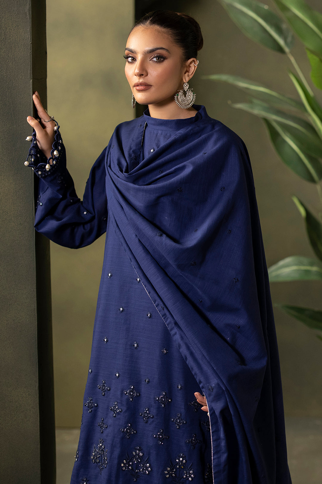 Zellbury | Unstitched 3 Piece Khaddar | Embroidered Shirt Shalwar Dupatta - 0322 - House Of Zarish