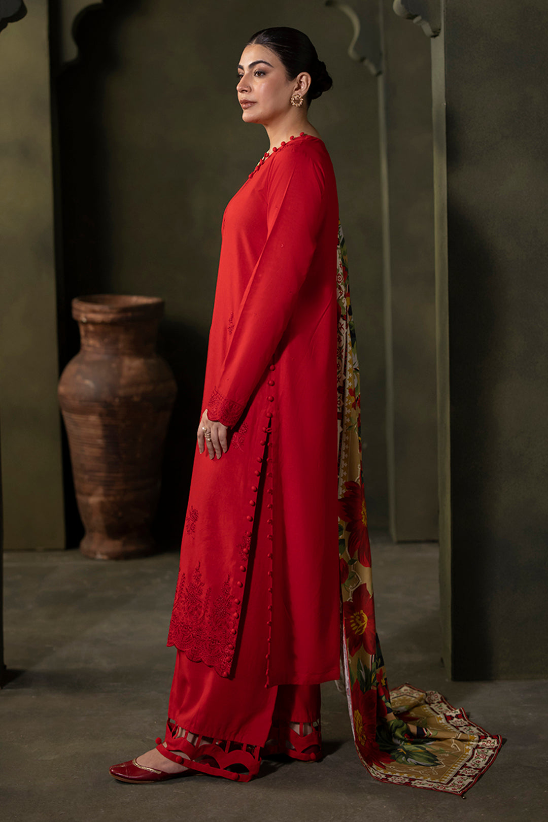 Zellbury | Unstitched 3 Piece Viscose | Embroidered Shirt Shalwar Dupatta - 0324 - House Of Zarish