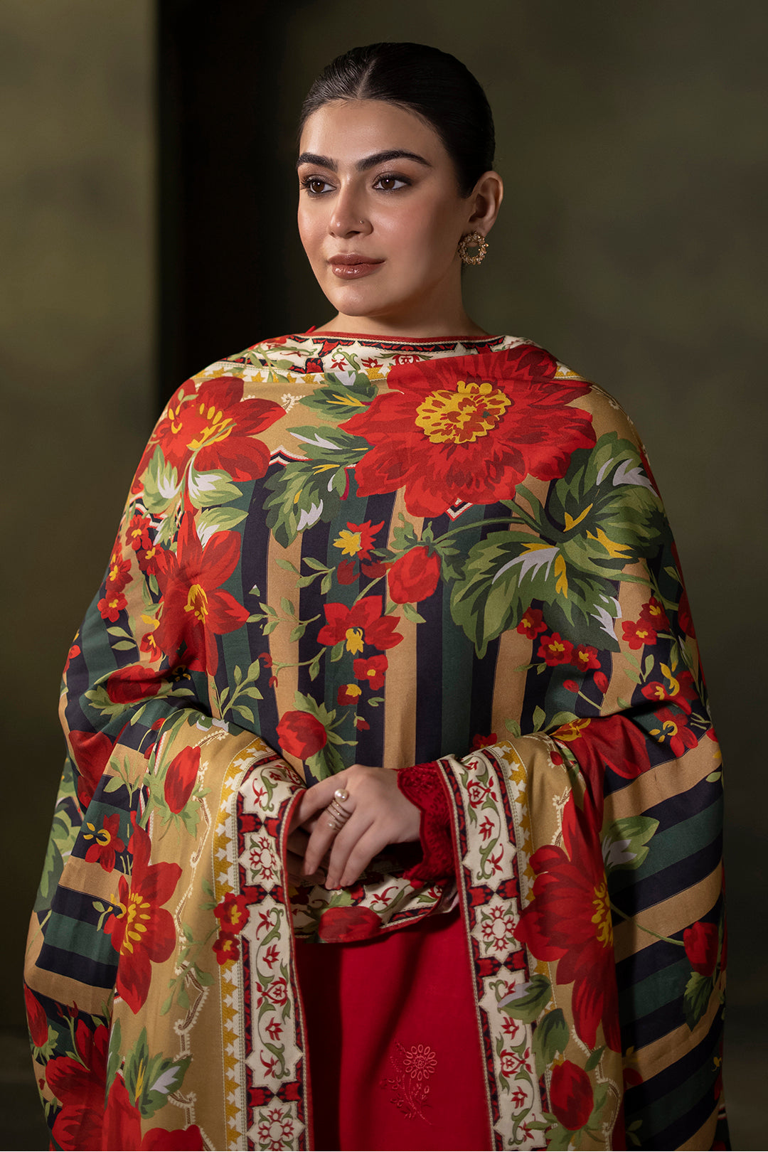 Zellbury | Unstitched 3 Piece Viscose | Embroidered Shirt Shalwar Dupatta - 0324 - House Of Zarish
