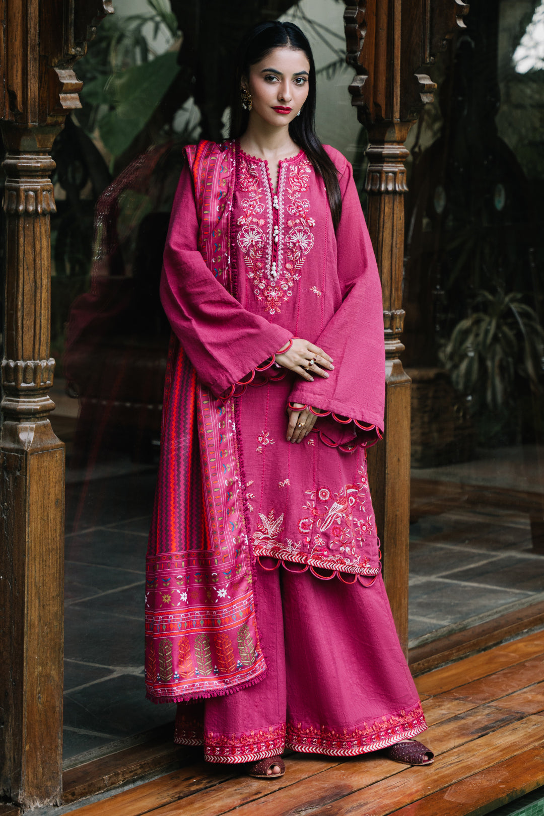 Zellbury | Unstitched 3 Piece Khaddar | Embroidered Shirt Shalwar Dupatta - 0328 - House Of Zarish