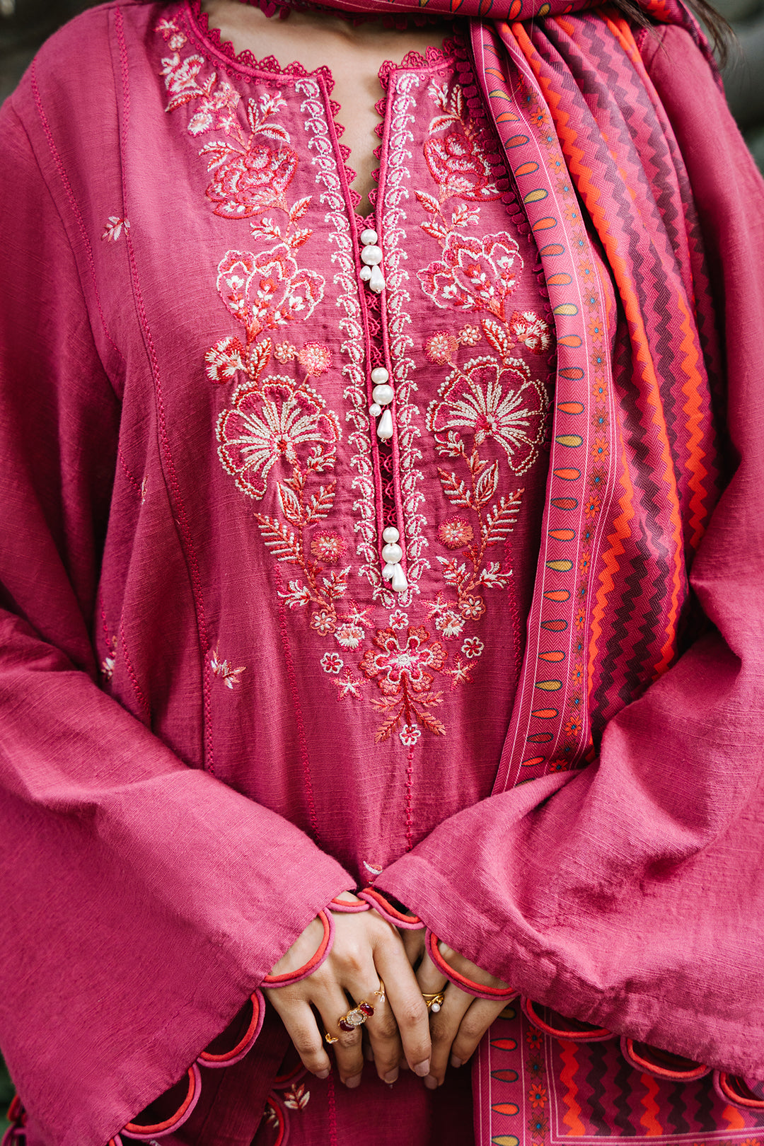 Zellbury | Unstitched 3 Piece Khaddar | Embroidered Shirt Shalwar Dupatta - 0328 - House Of Zarish