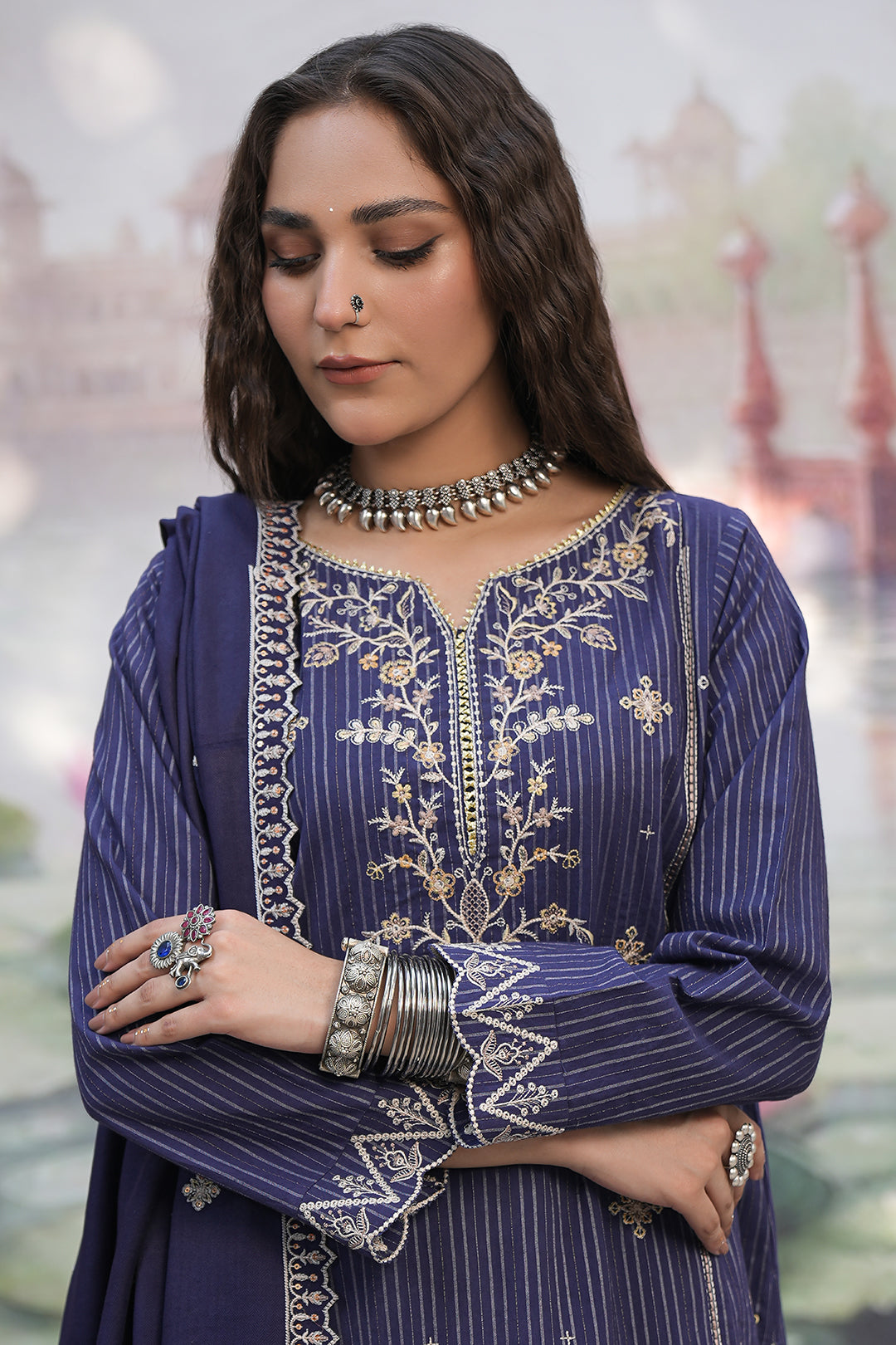 Zellbury | Unstitched 3 Piece Khaddar | Embroidered Shirt Shalwar Shawl - 0409 - House Of Zarish