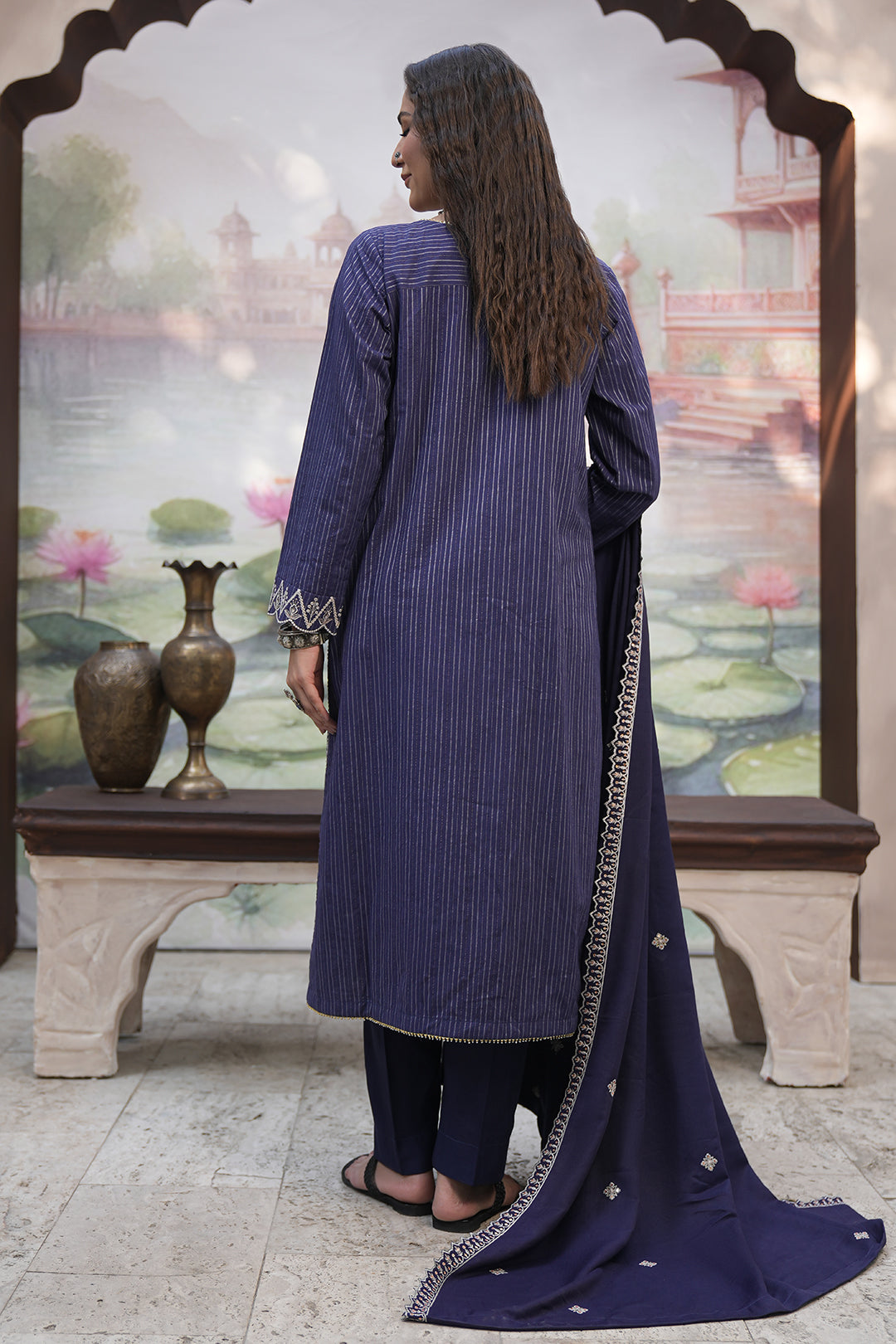 Zellbury | Unstitched 3 Piece Khaddar | Embroidered Shirt Shalwar Shawl - 0409 - House Of Zarish