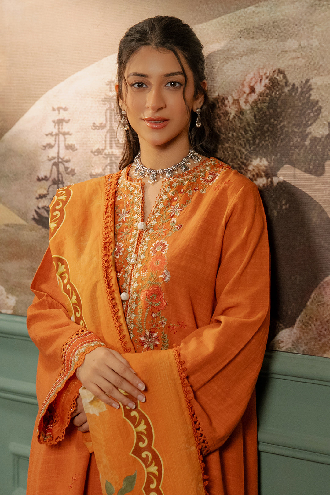 Zellbury | Unstitched 3 Piece Khaddar | Embroidered Shirt Shalwar Dupatta - 0413 - House Of Zarish