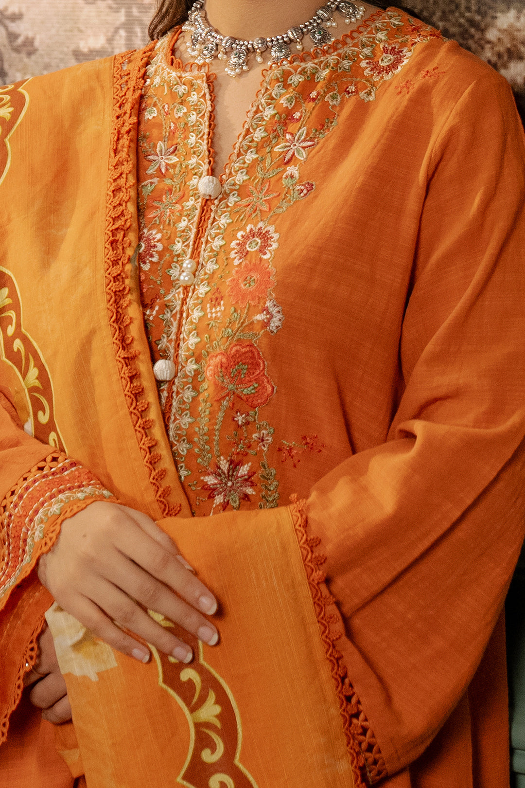 Zellbury | Unstitched 3 Piece Khaddar | Embroidered Shirt Shalwar Dupatta - 0413 - House Of Zarish