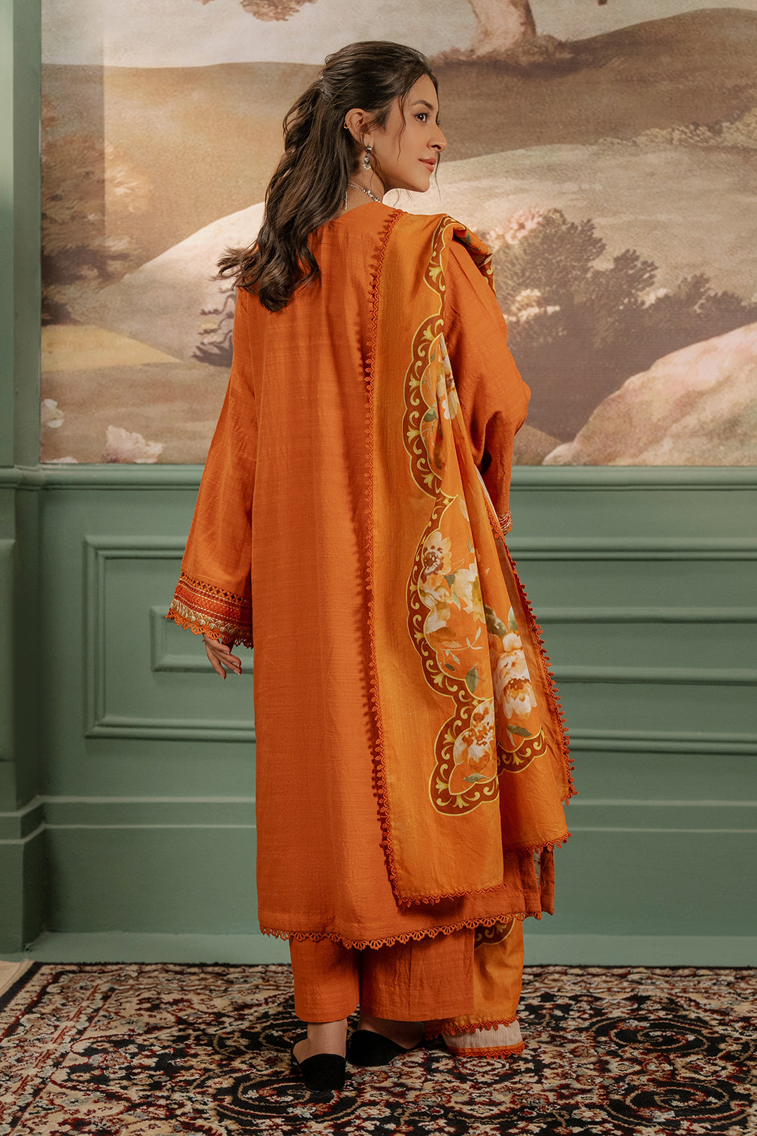 Zellbury | Unstitched 3 Piece Khaddar | Embroidered Shirt Shalwar Dupatta - 0413 - House Of Zarish