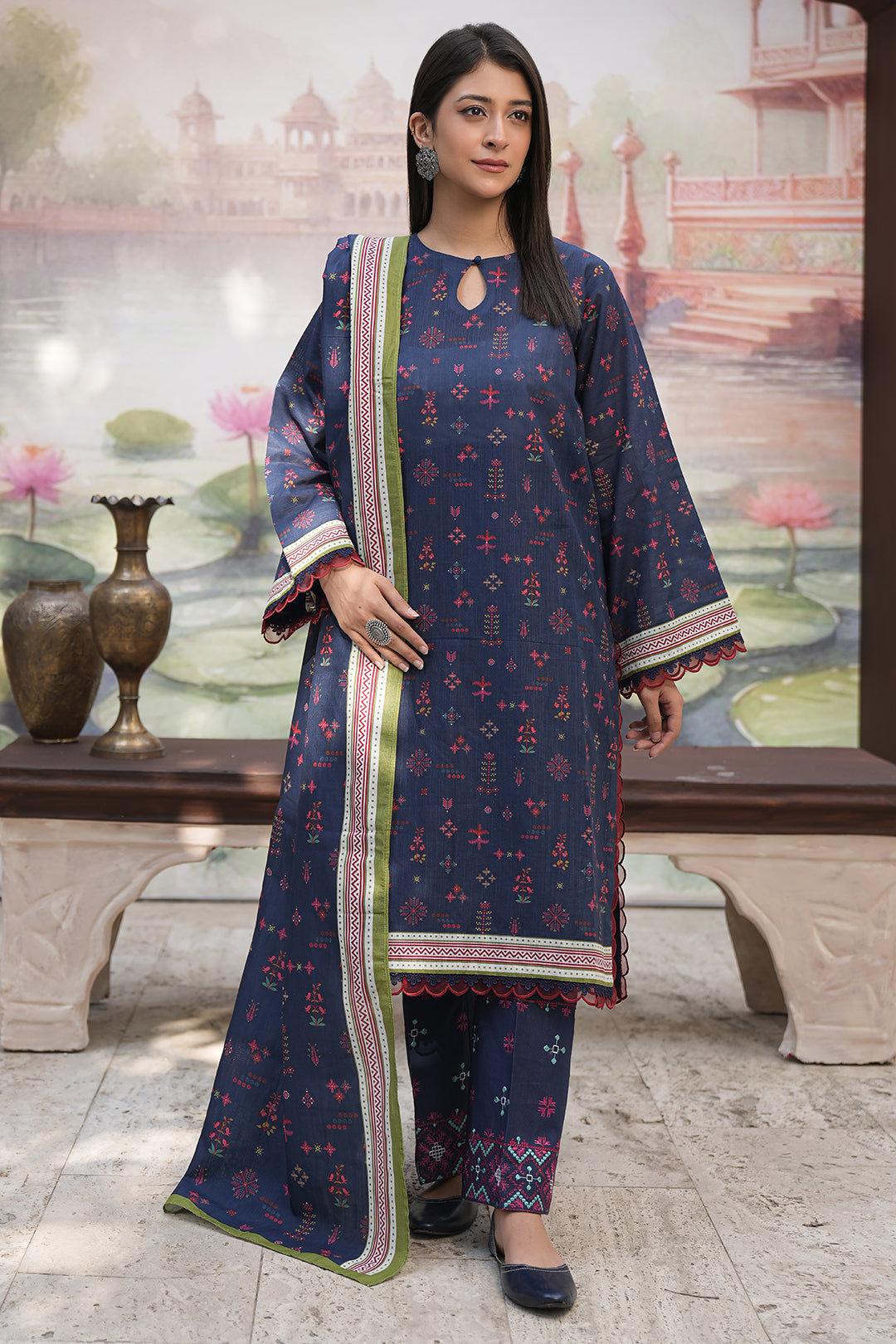 Zellbury | Unstitched 3 Piece Khaddar | Embroidered Shirt Shalwar Dupatta - 0478 - House Of Zarish