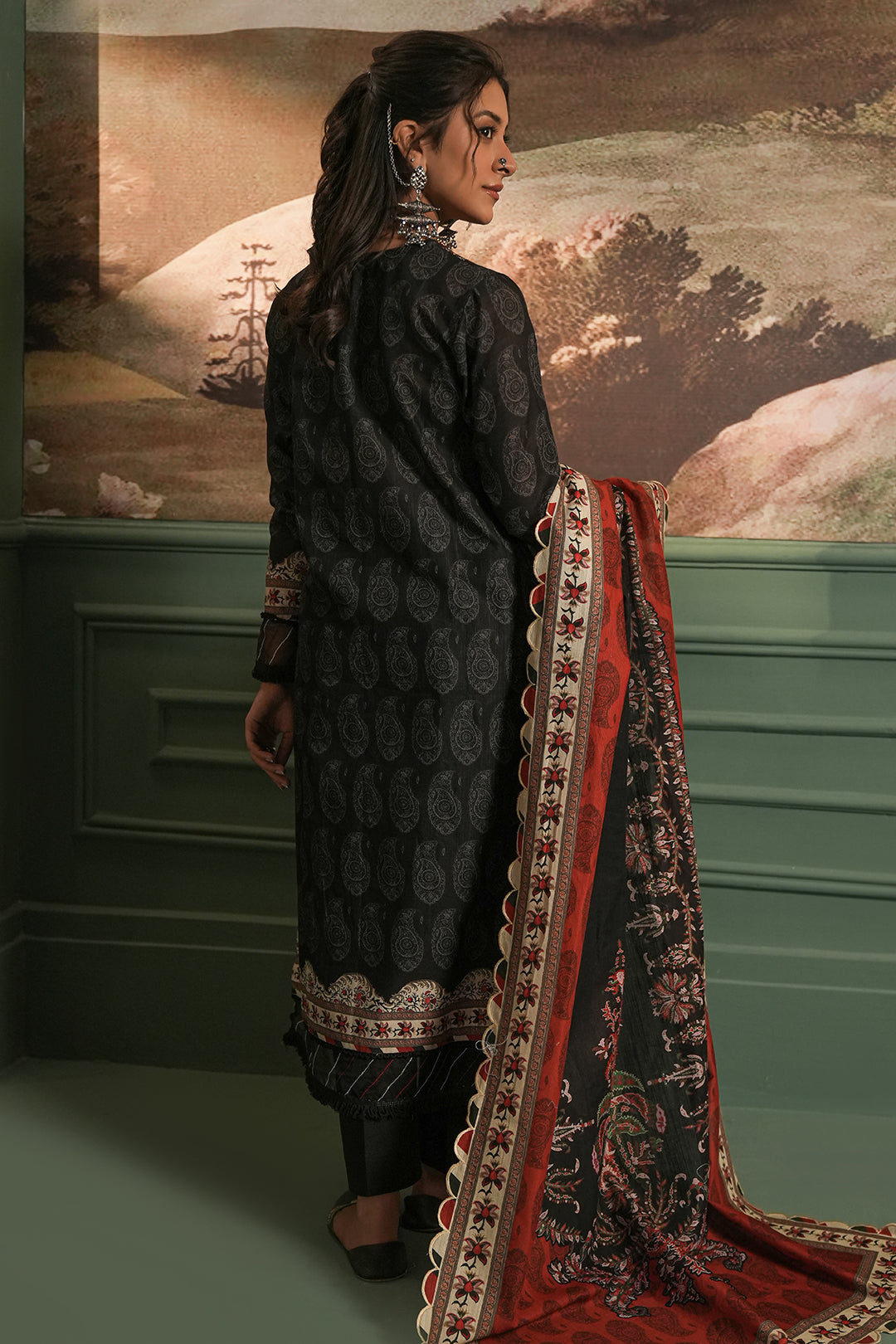Zellbury | Unstitched 3 Piece Khaddar | Embroidered Shirt Shalwar Dupatta - 0480 - House Of Zarish