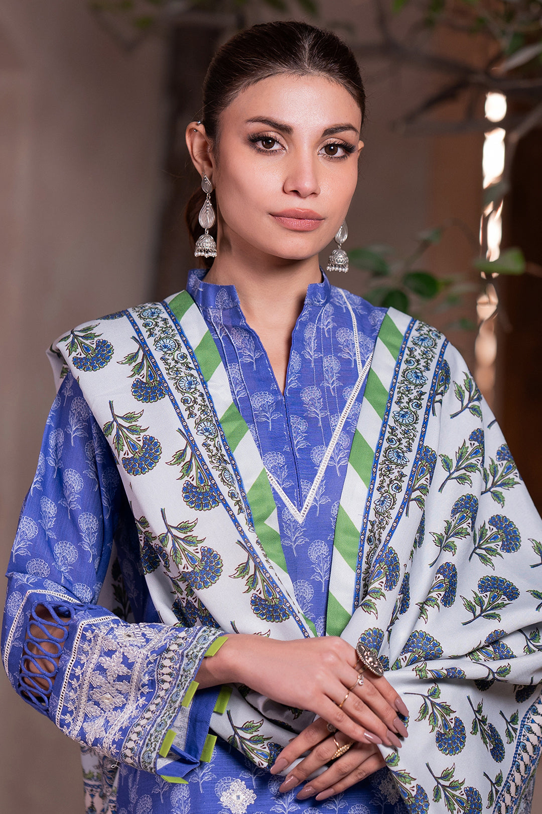Zellbury | Unstitched 3 Piece Khaddar | Embroidered Shirt Shalwar Dupatta - 0589 - Libasekhas