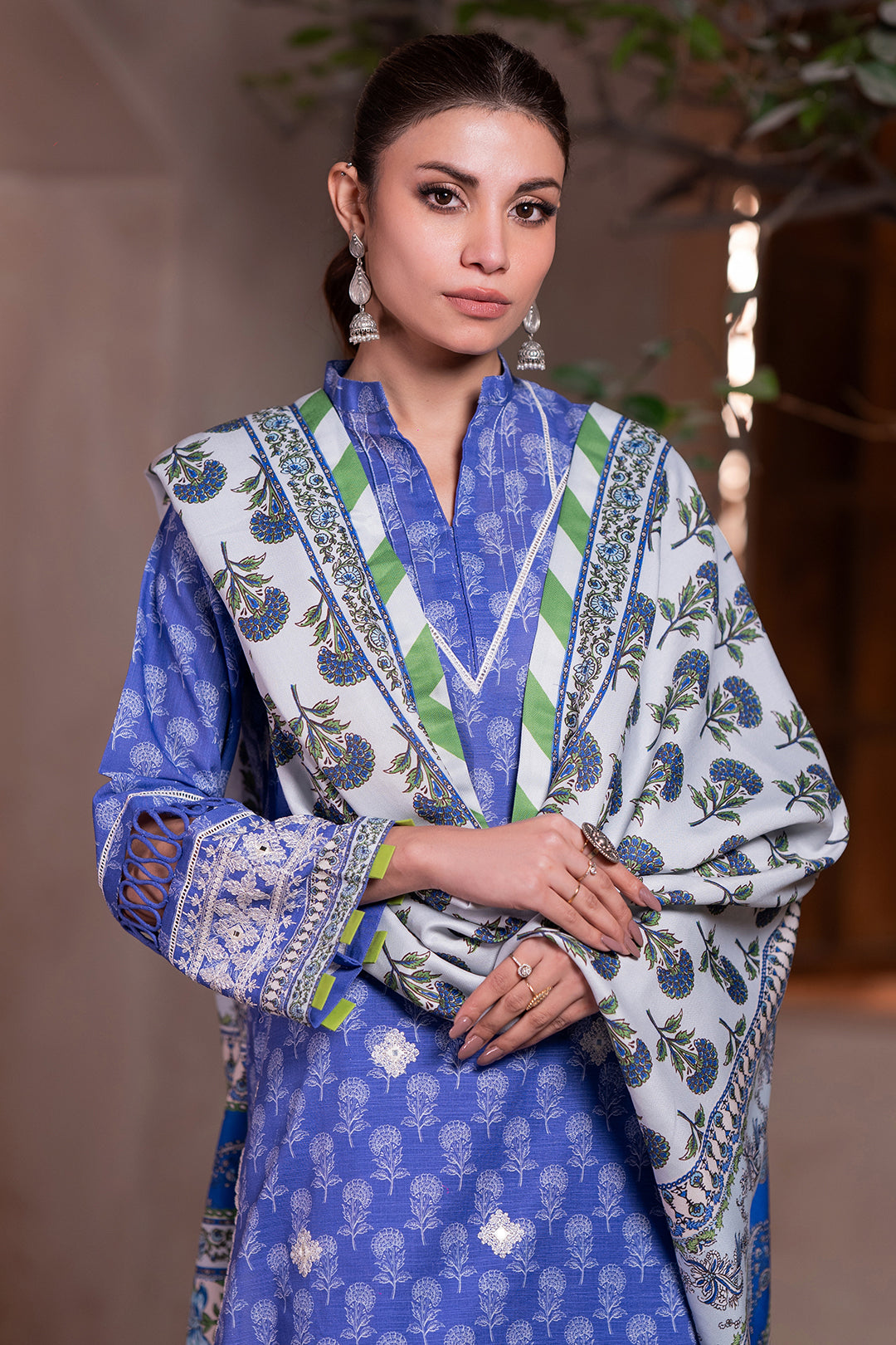 Zellbury | Unstitched 3 Piece Khaddar | Embroidered Shirt Shalwar Dupatta - 0589 - House Of Zarish