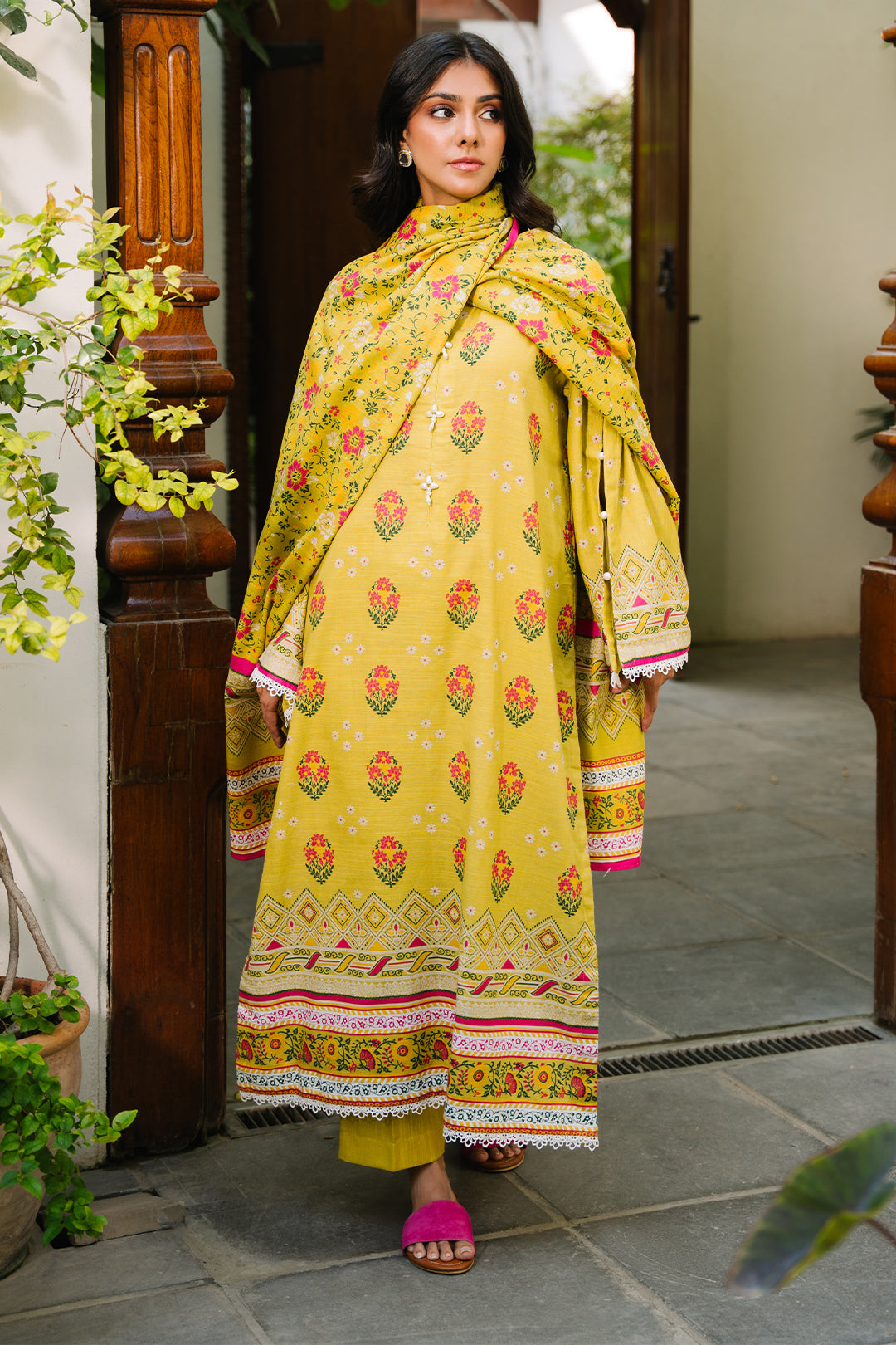 Zellbury | Unstitched 2 Piece Khaddar | Shirt Dupatta - 0158 - House Of Zarish